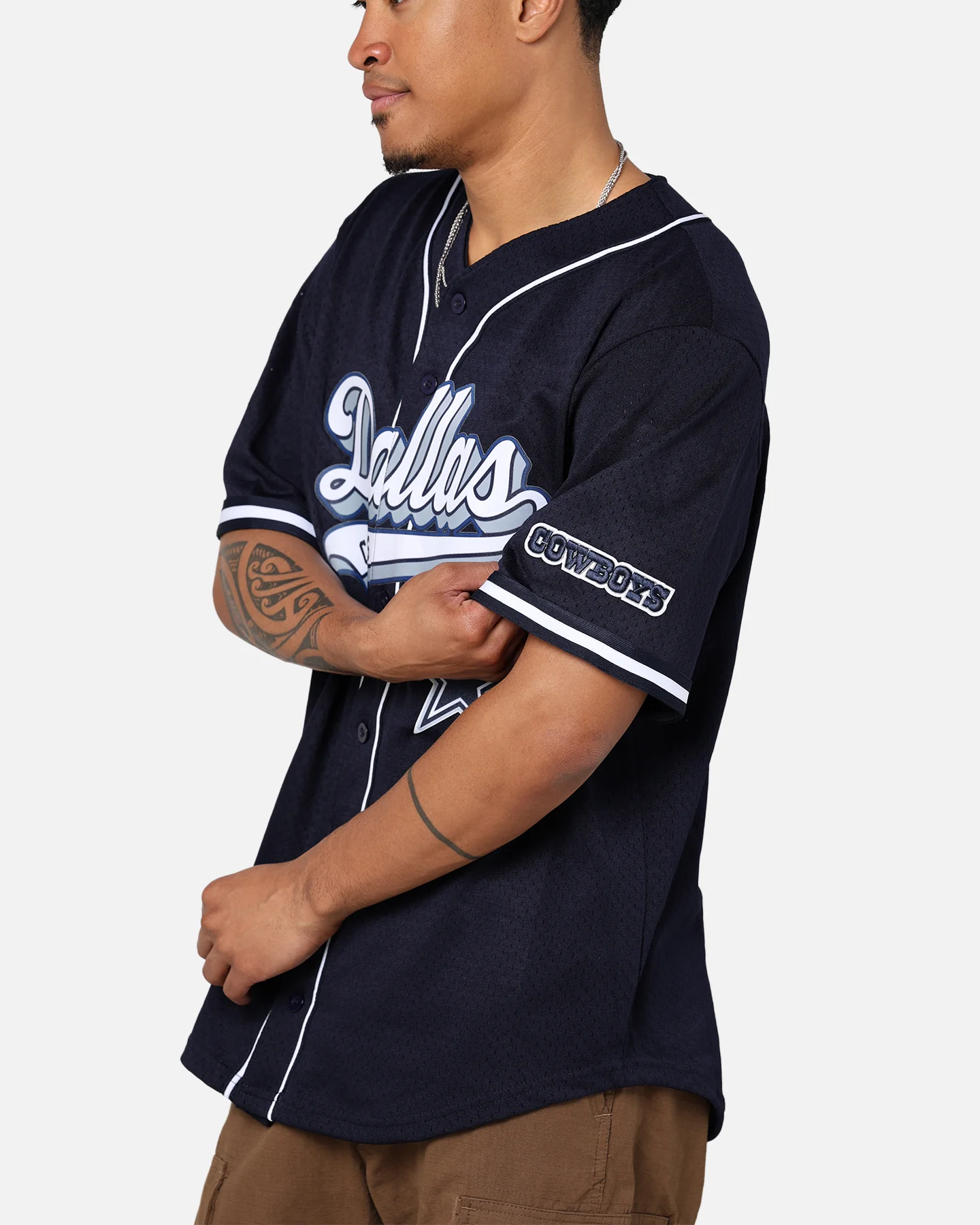 Pro Standard Dallas Cowboys Mesh Button Down Jersey Midnight Navy - Image 11