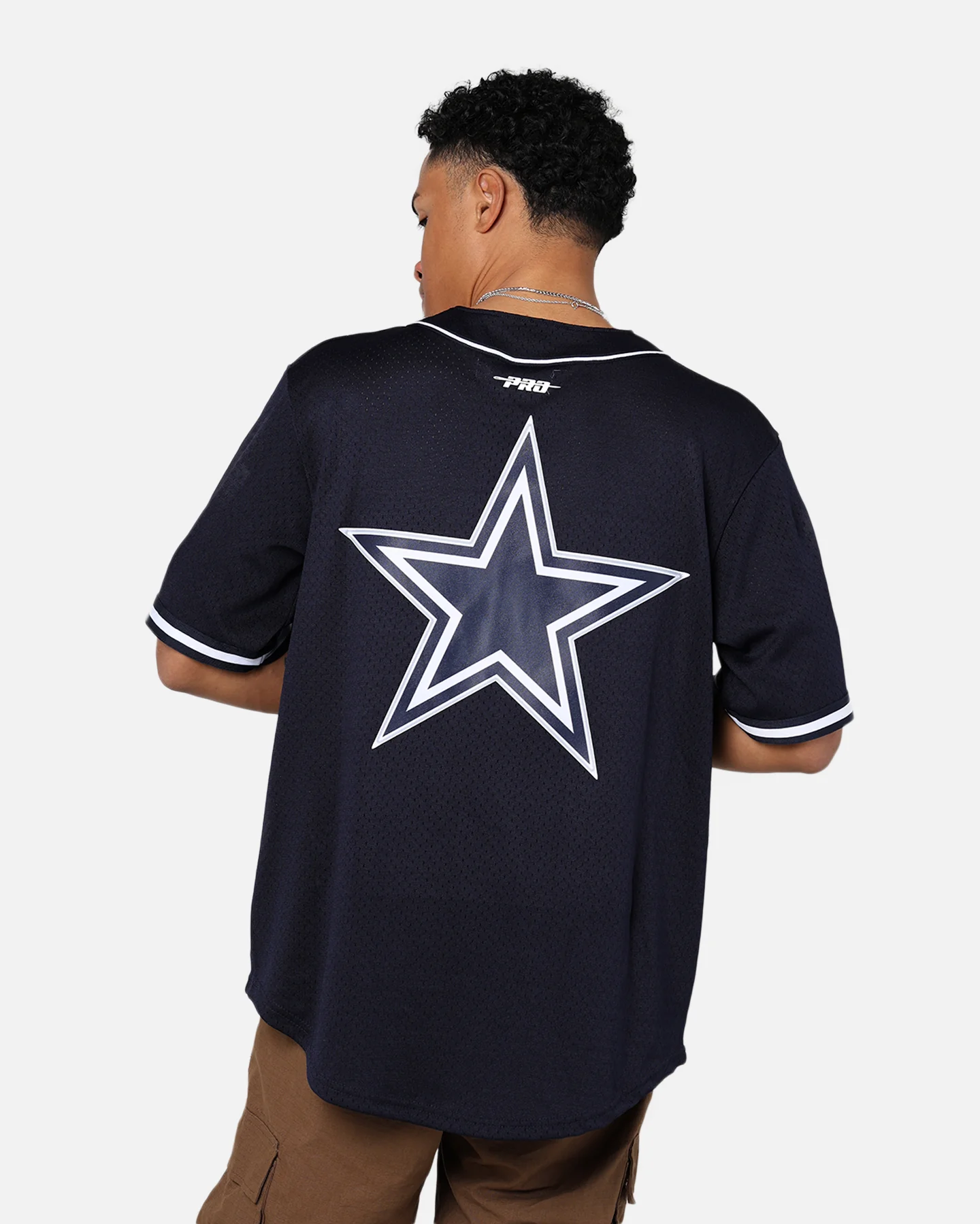 Pro Standard Dallas Cowboys Mesh Button Down Jersey Midnight Navy - Image 2