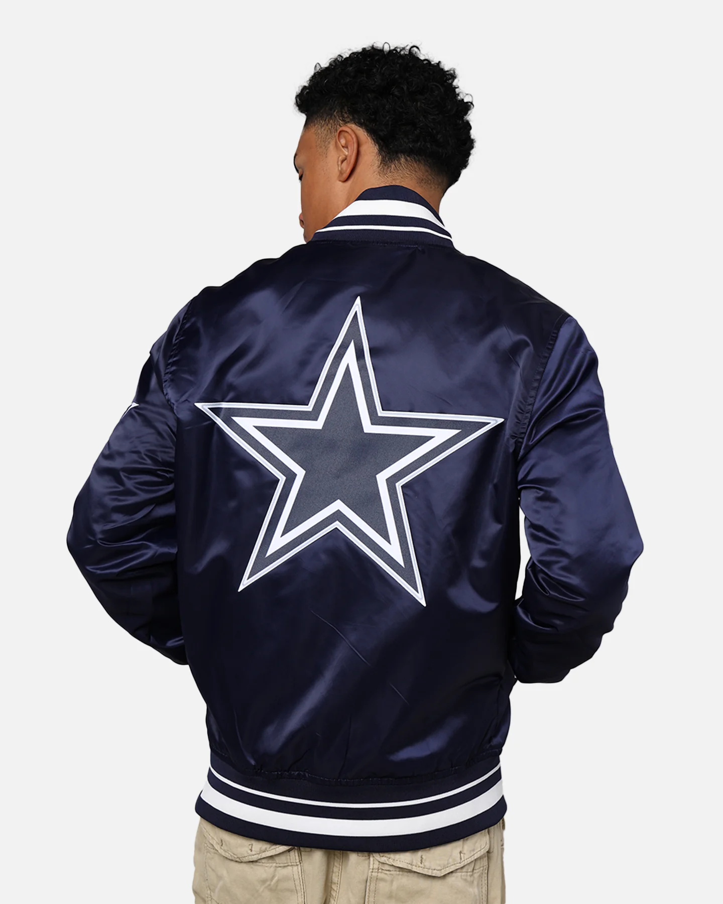 Pro Standard Dallas Cowboys Rib Satin Jacket Midnight Navy - Image 2