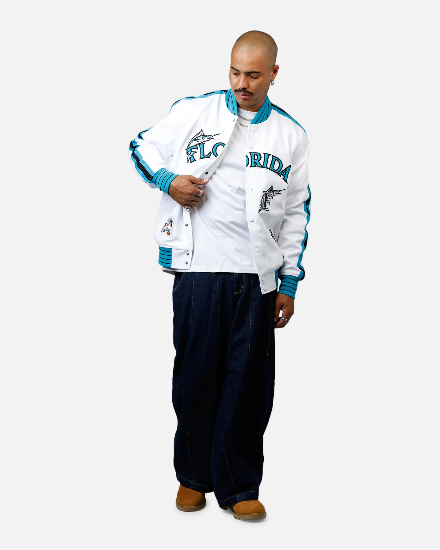 Pro Standard Florida Marlins Double Knit Jacket White - Image 3
