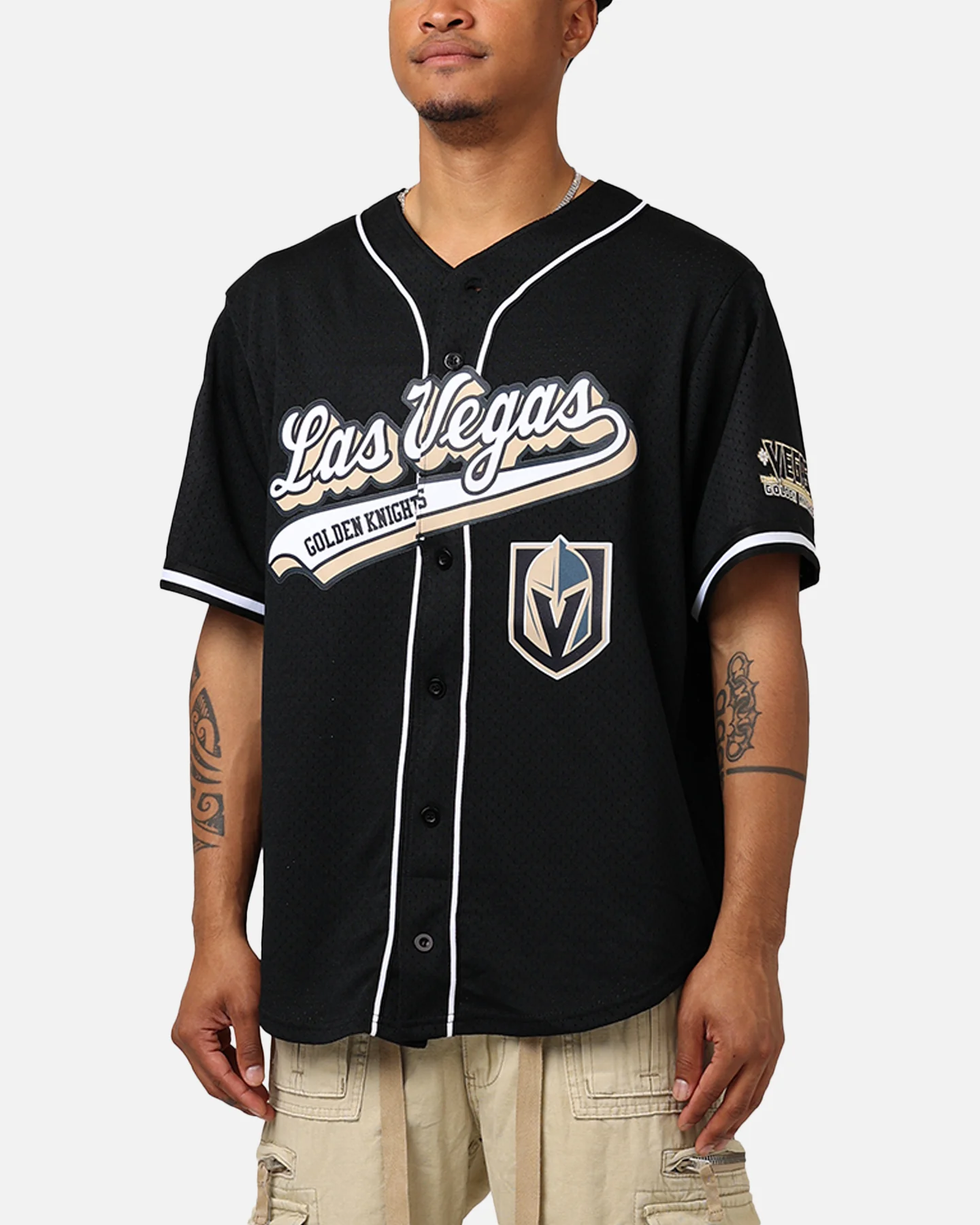 Pro Standard Las Vegas Golden Knights Mesh Button Up Jersey Black - Image 8