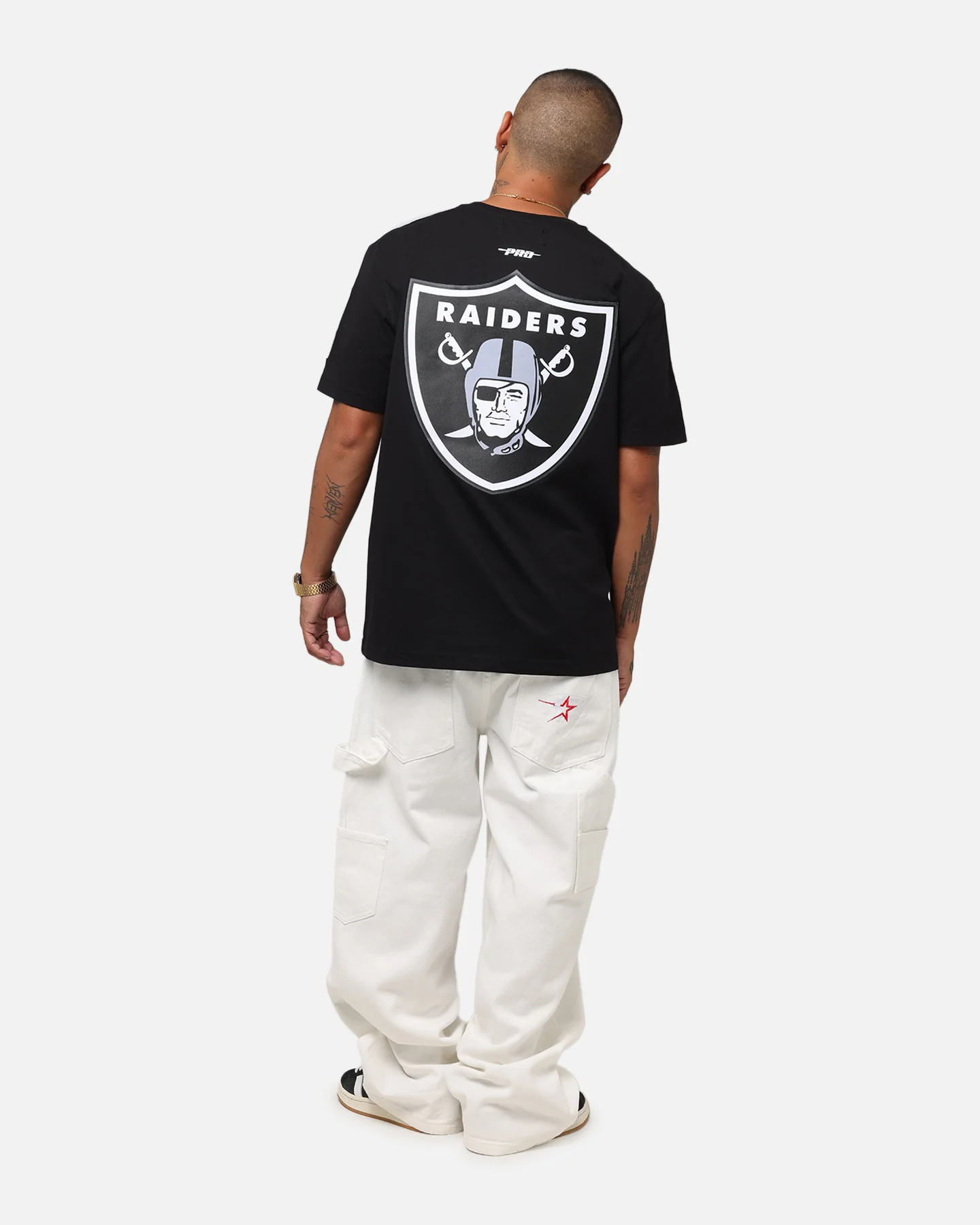 Pro Standard Las Vegas Raiders Classic Mesh Striped T-Shirt Black/Grey - Image 3