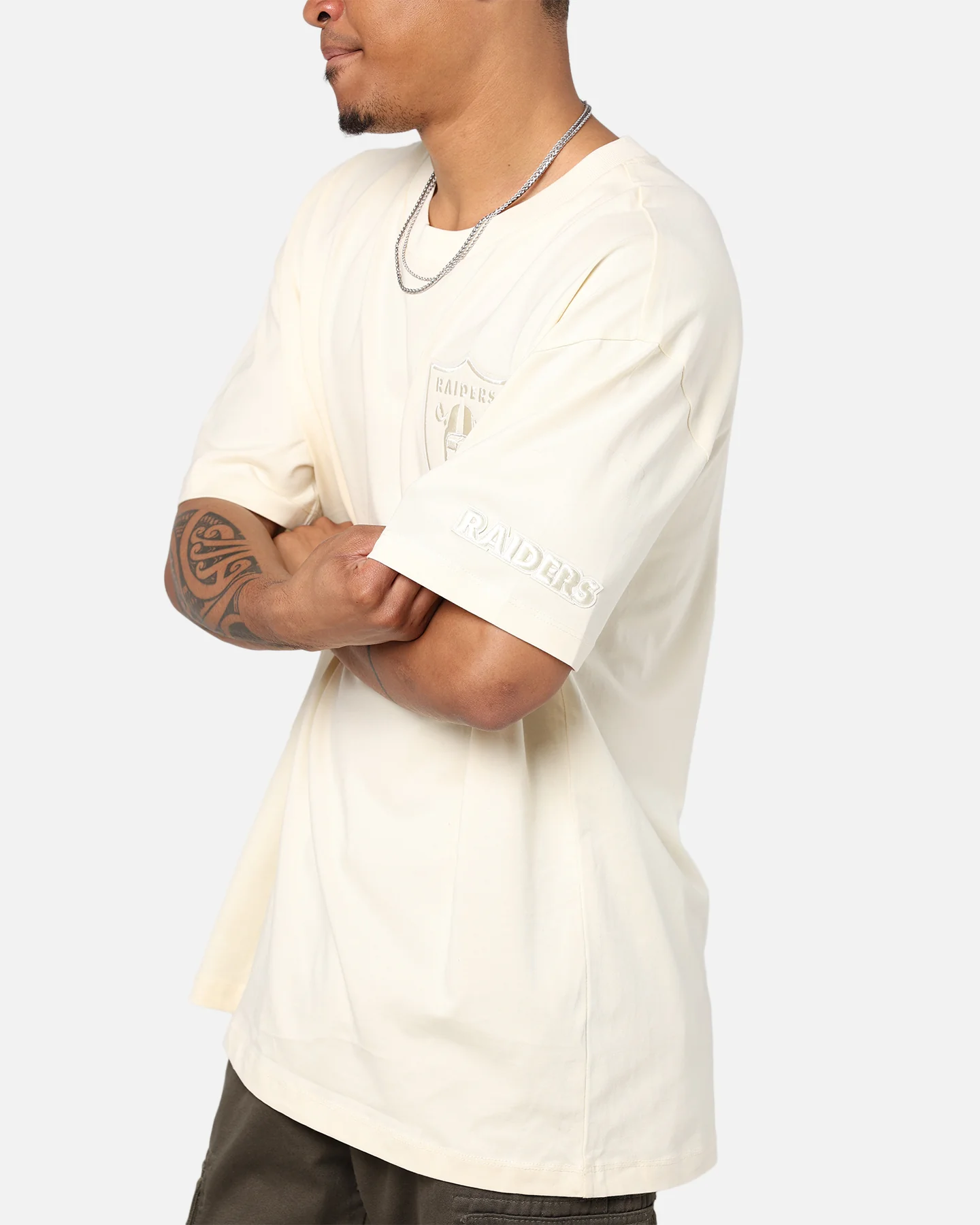 Pro Standard Las Vegas Raiders Drop Shoulder T-Shirt Eggshell - Image 9