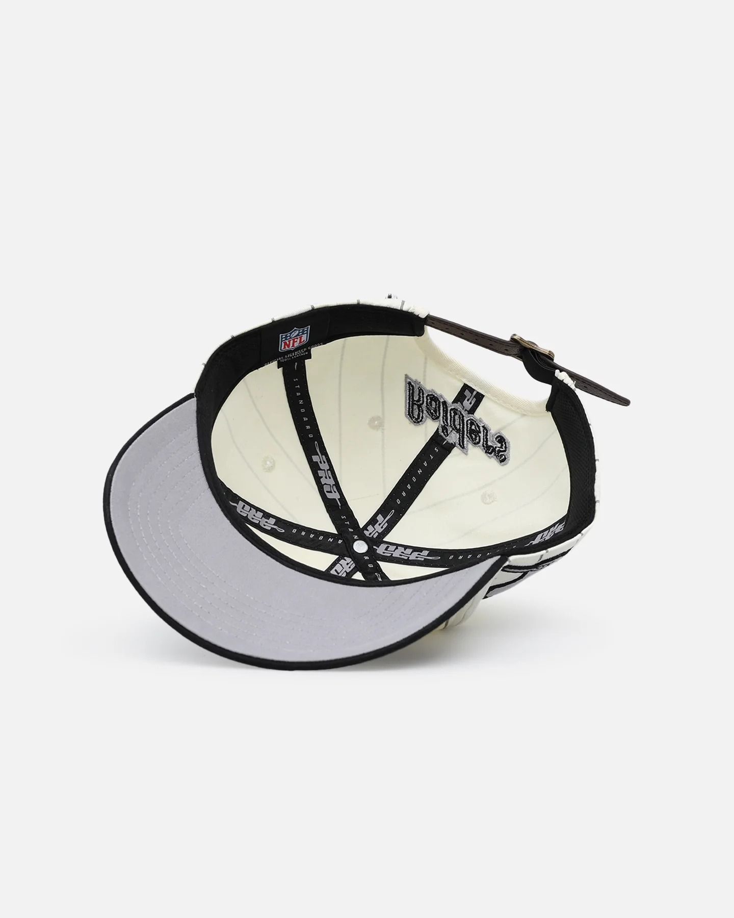 Pro Standard Las Vegas Raiders Pinstripe Classic Dad Hat Strapback Eggshell/Yellow - Image 6