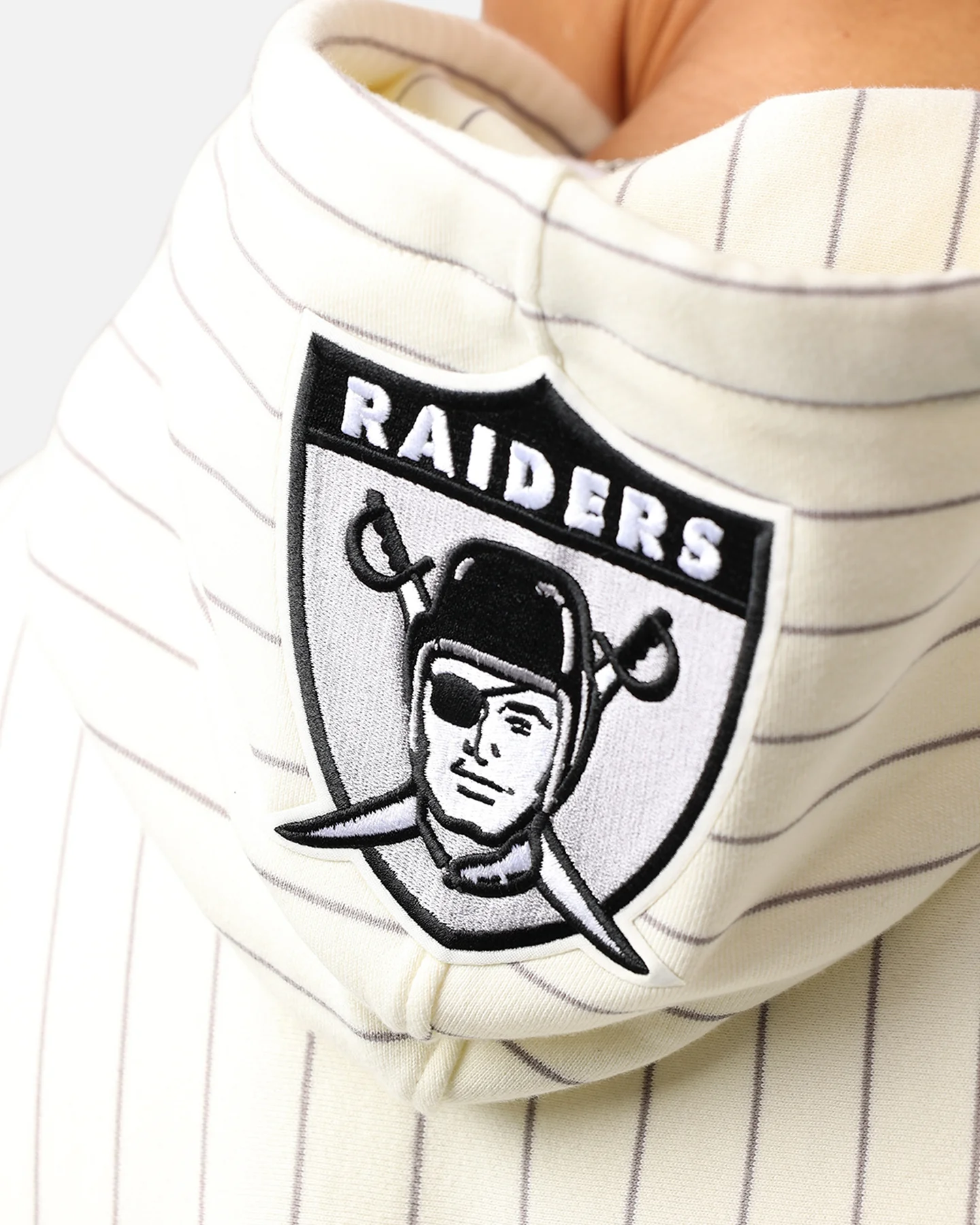 Pro Standard Las Vegas Raiders Pinstripe Hoodie Eggshell/Yellow - Image 10