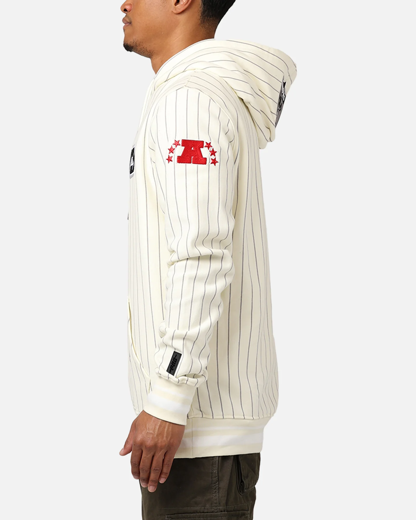 Pro Standard Las Vegas Raiders Pinstripe Hoodie Eggshell/Yellow - Image 5
