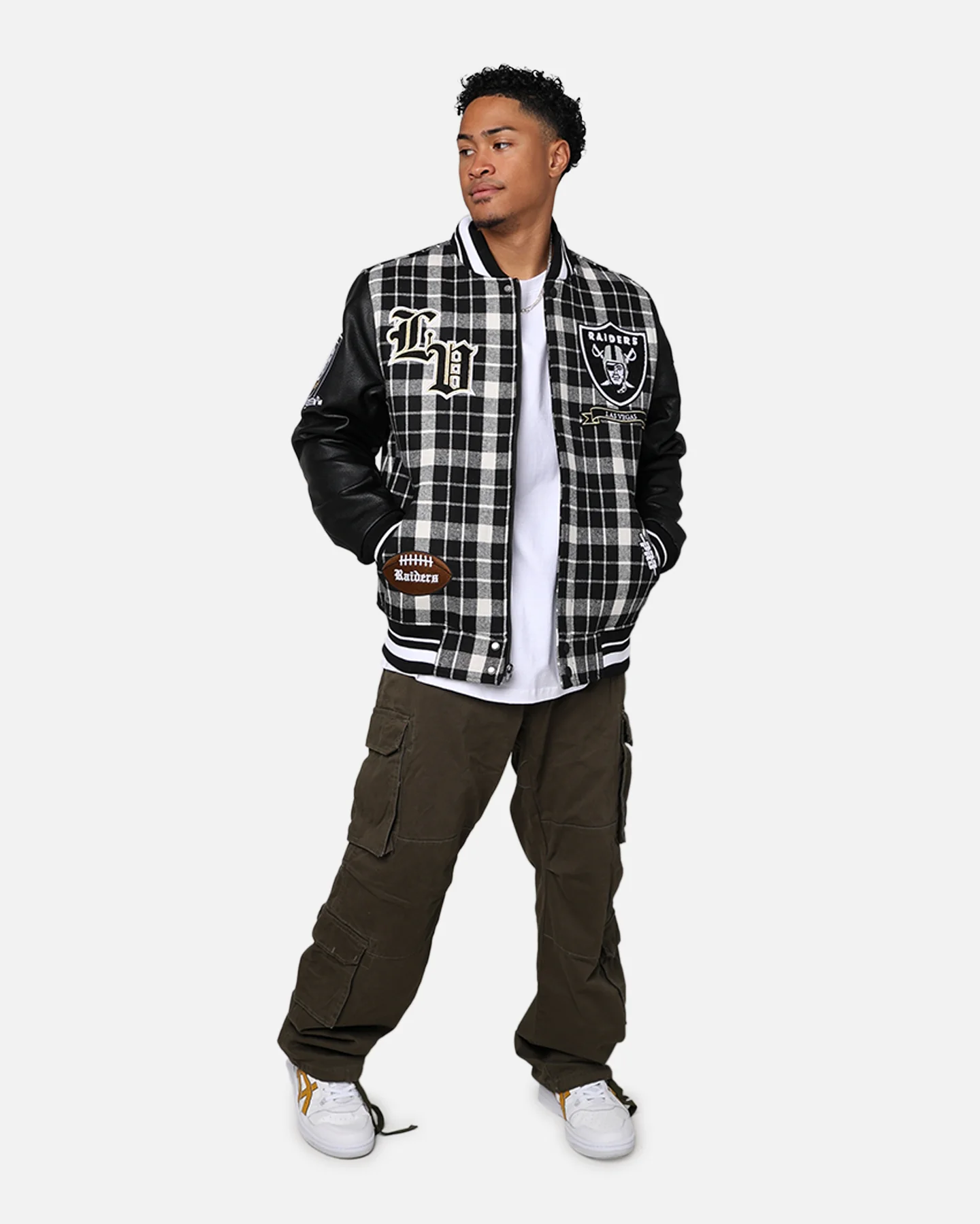 Pro Standard Las Vegas Raiders Pro Prep Plaid Jacket White/Black - Image 8