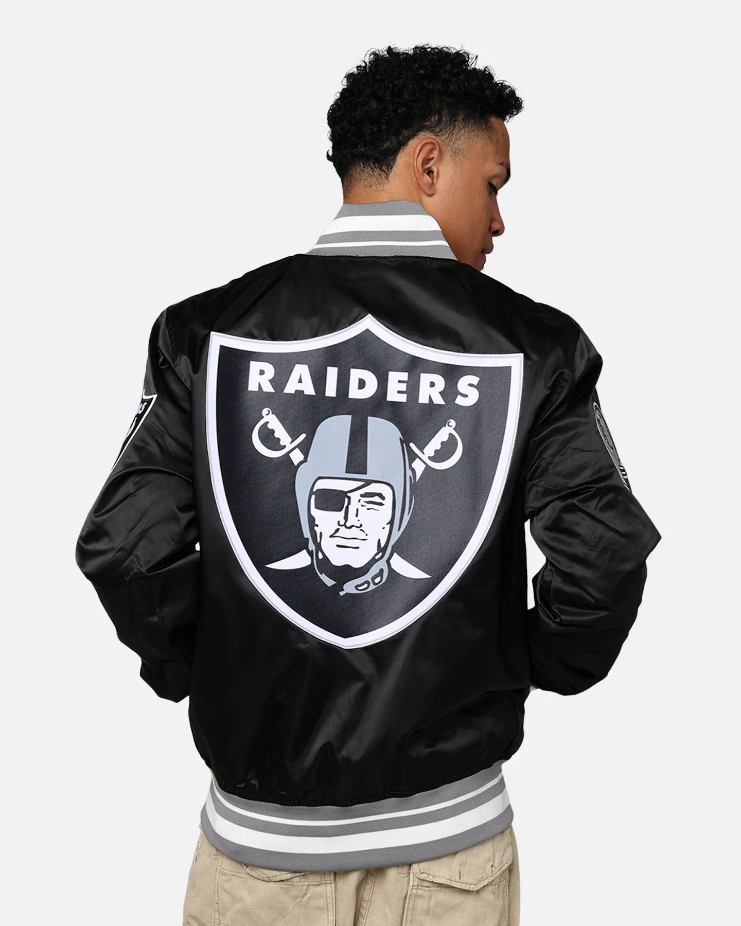 Pro Standard Las Vegas Raiders Rib Satin Jacket Black/Grey - Image 2
