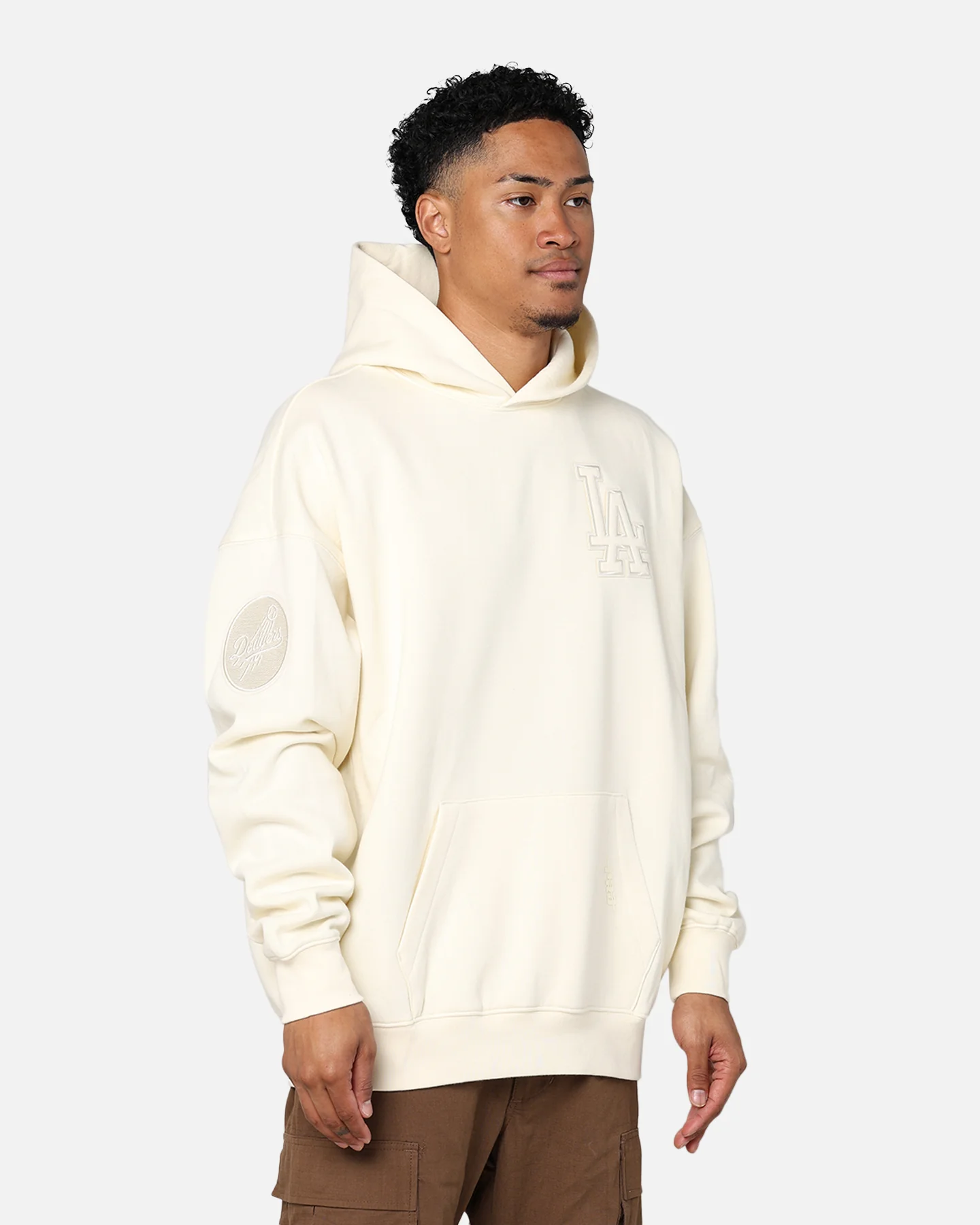 Pro Standard Los Angeles Dodgers Drop Shoulder Hoodie Eggshell - Image 8