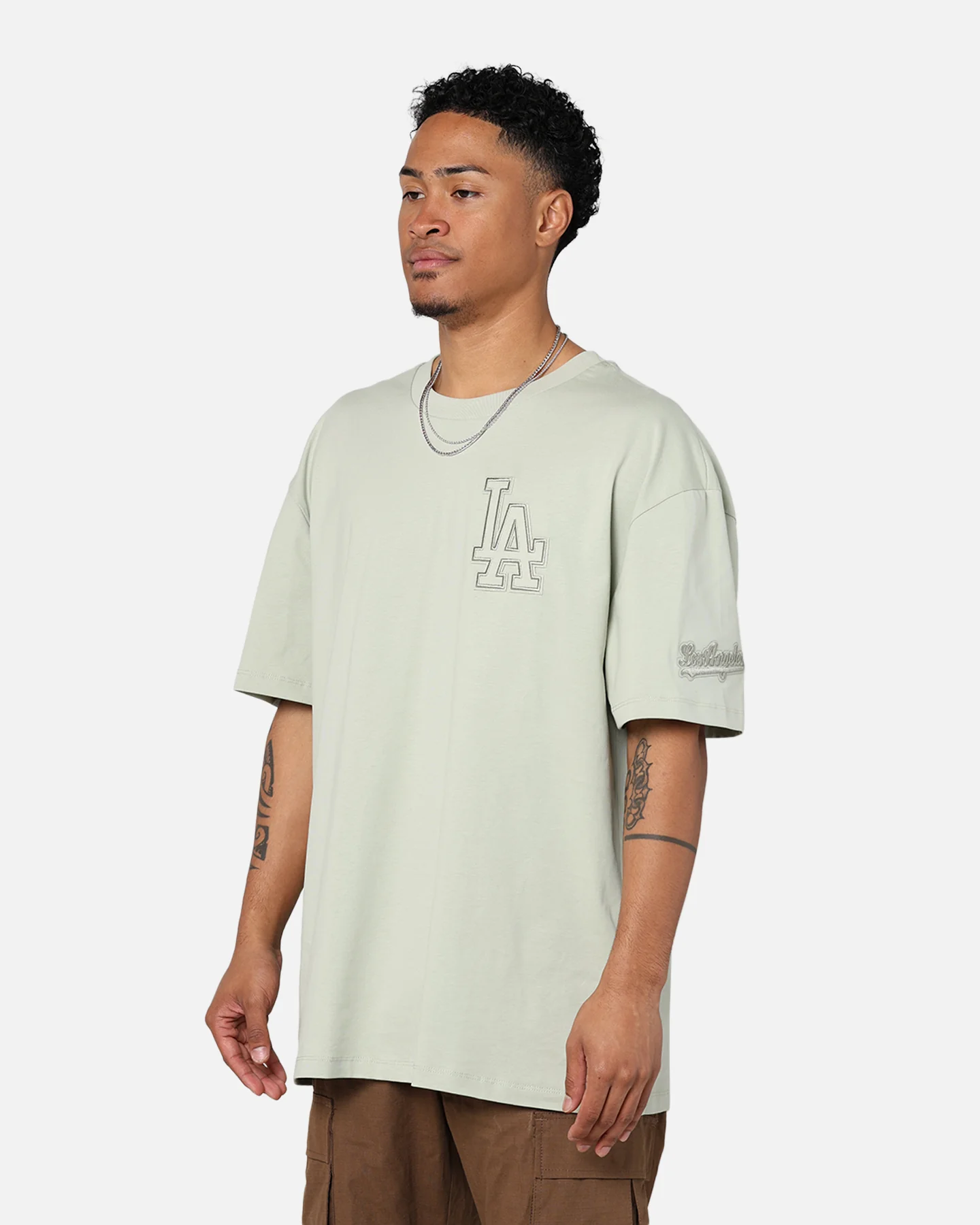 Pro Standard Los Angeles Dodgers Drop Shoulder T-Shirt Moss - Image 7