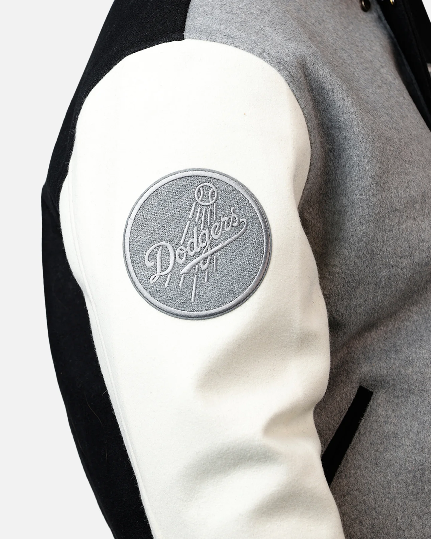 Pro Standard Los Angeles Dodgers Reverse French Terry Wool Varsity Jacket Black/Grey - Image 7