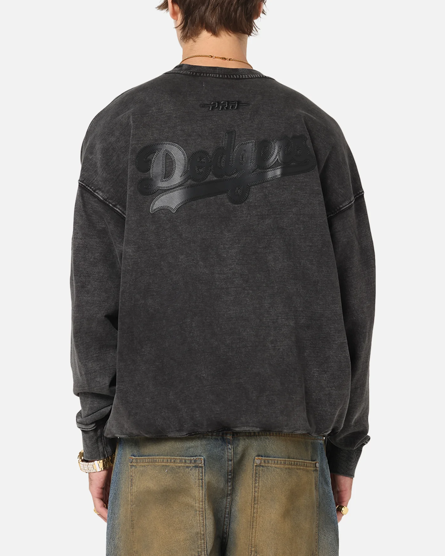 Pro Standard Los Angeles Dodgers 'Wash Vanguard' Fleece Crewneck Washed Black - Image 2