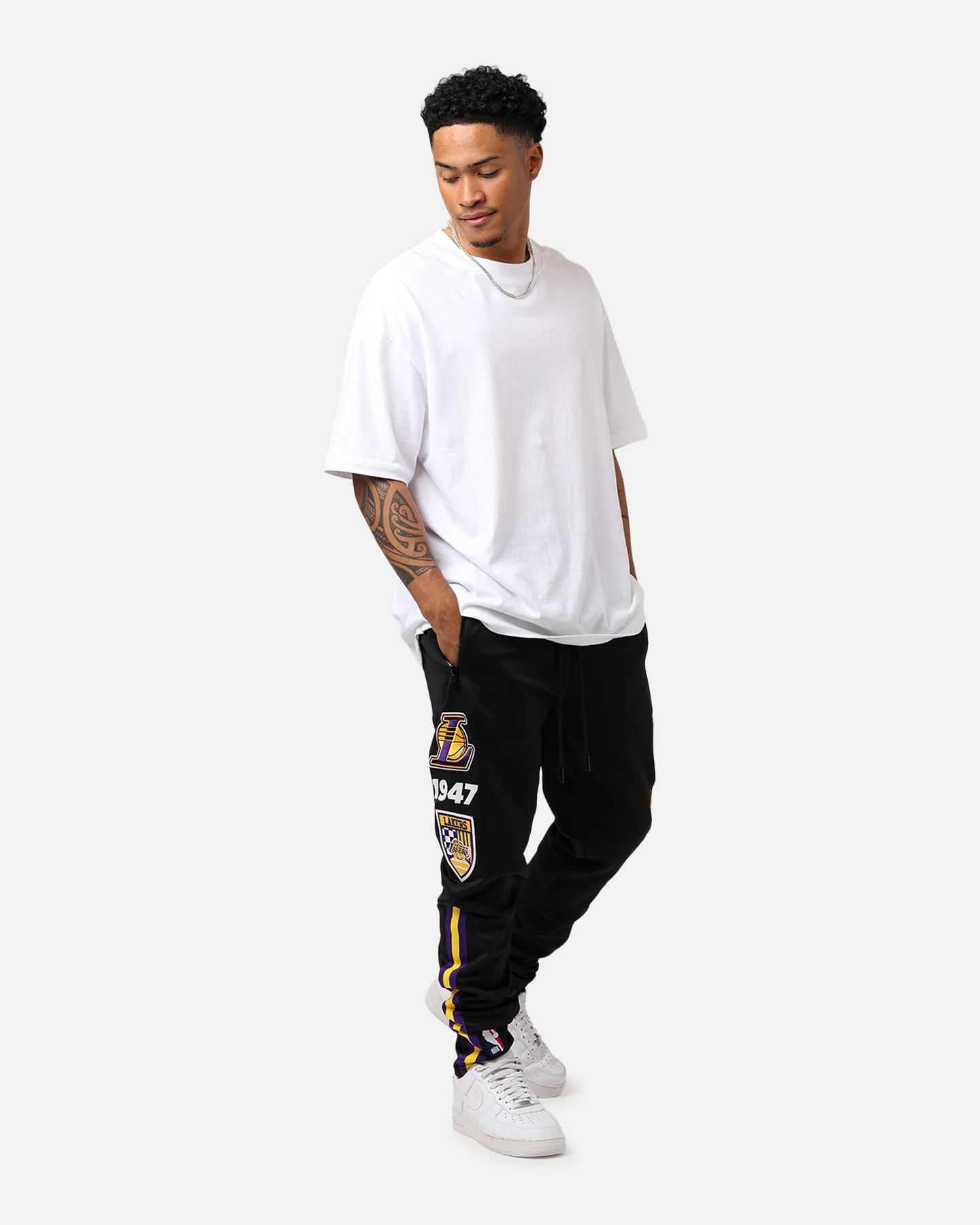 Pro Standard Los Angeles Lakers Fast Lane Track Pants Black - Image 2