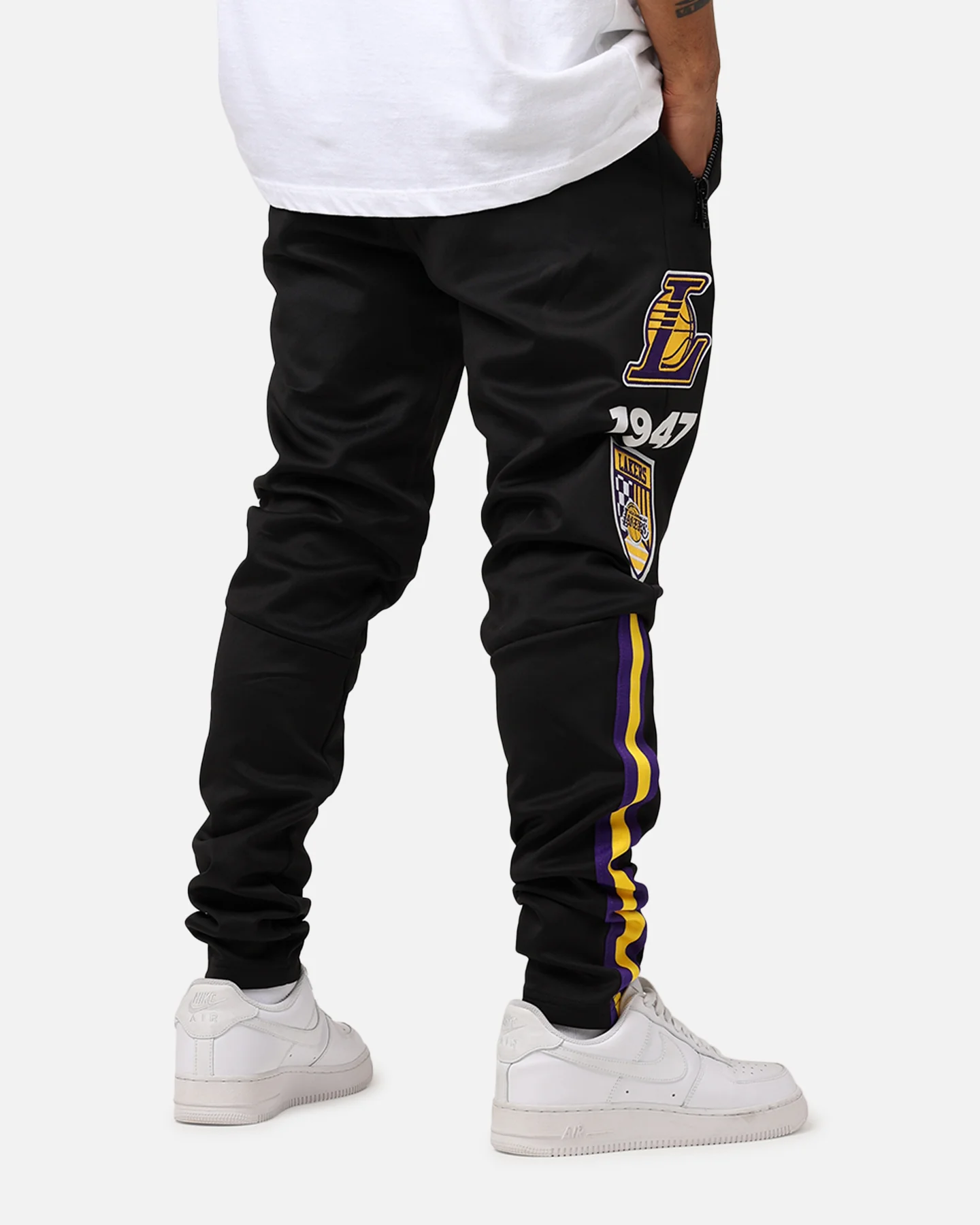 Pro Standard Los Angeles Lakers Fast Lane Track Pants Black - Image 3