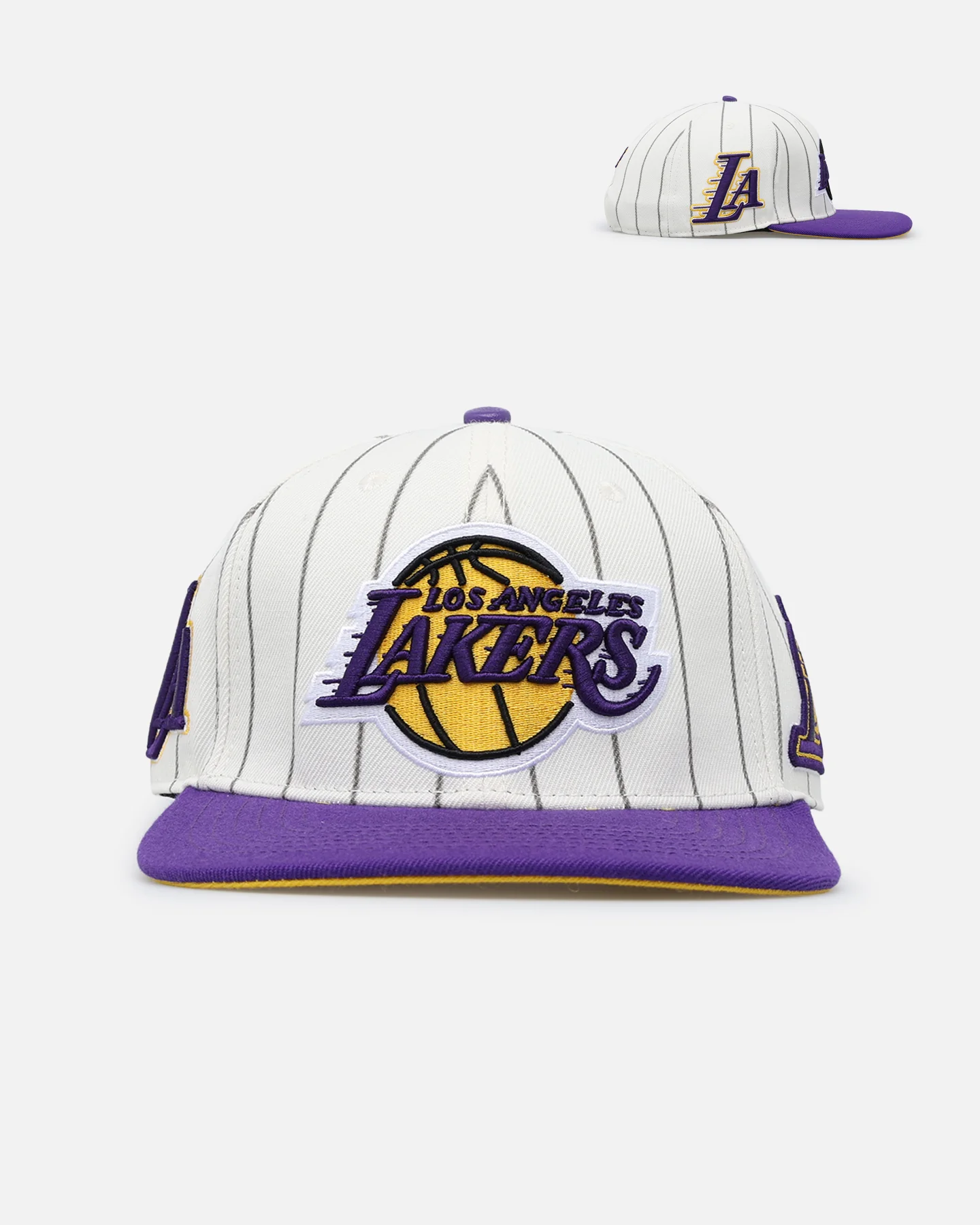 Pro Standard Los Angeles Lakers Pinstripe Wool Snapback Eggshell/Yellow