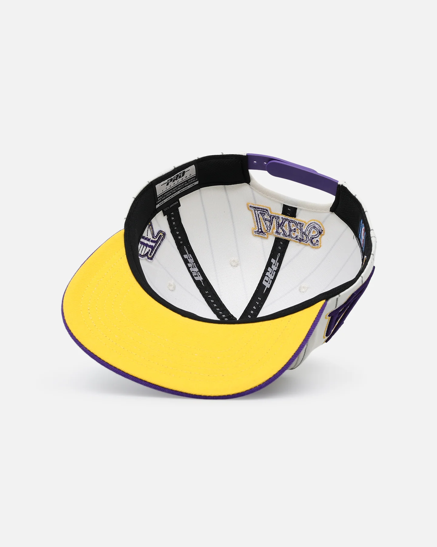 Pro Standard Los Angeles Lakers Pinstripe Wool Snapback Eggshell/Yellow - Image 6