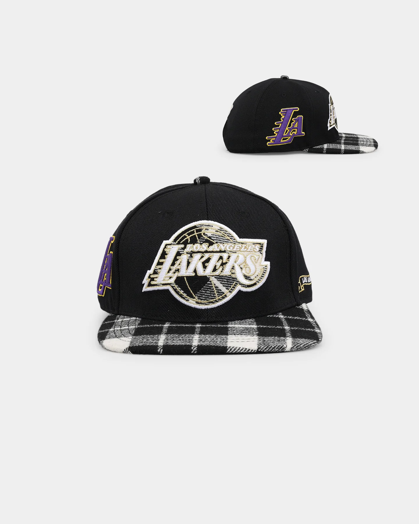 Pro Standard Los Angeles Lakers Prep Plaid Brim Snapback Black