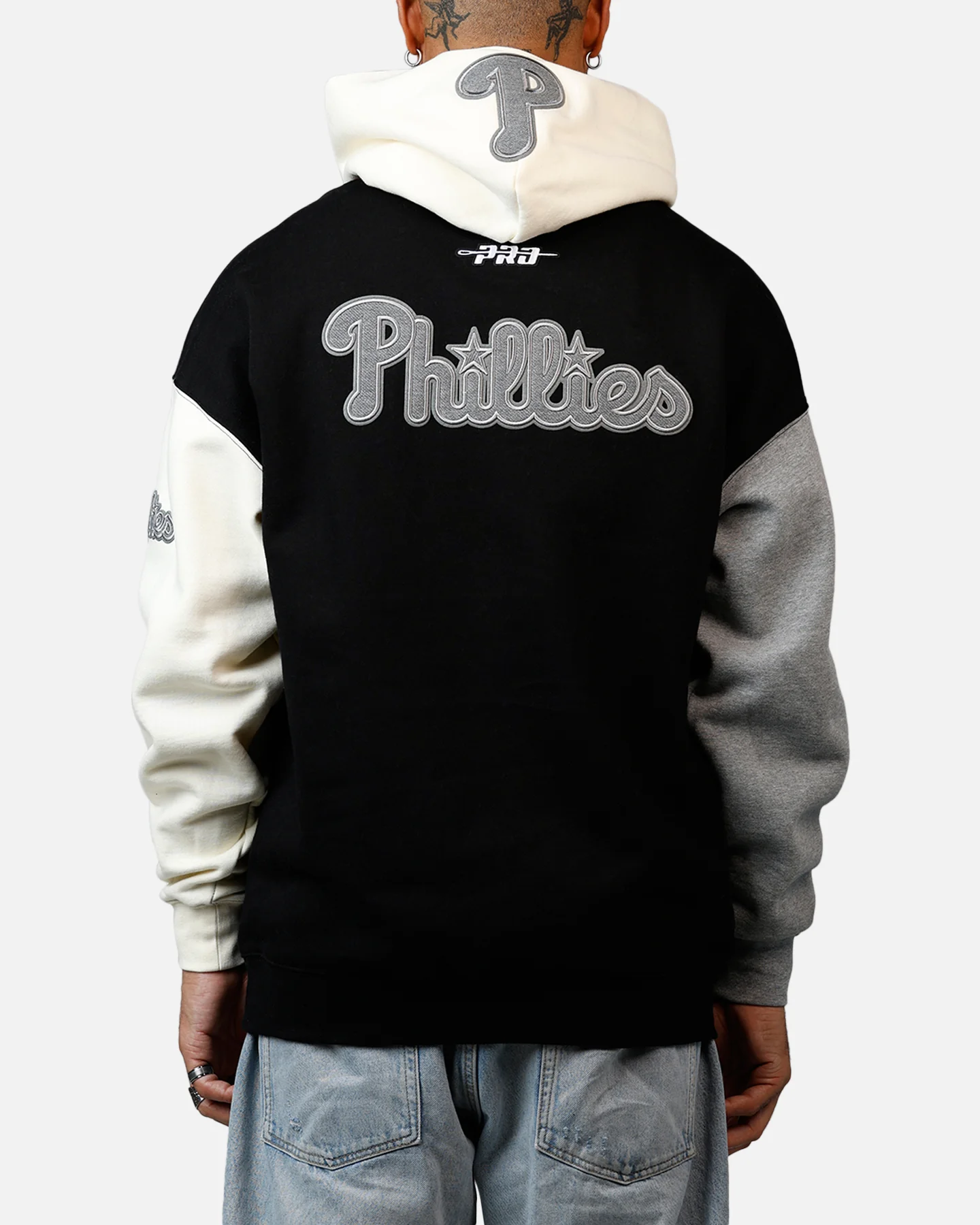Pro Standard Philadelphia Phillies Reverse French Terry Hoodie Black/Grey - Image 2