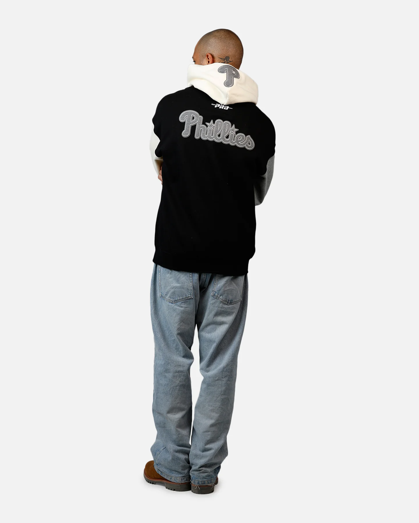 Pro Standard Philadelphia Phillies Reverse French Terry Hoodie Black/Grey - Image 6