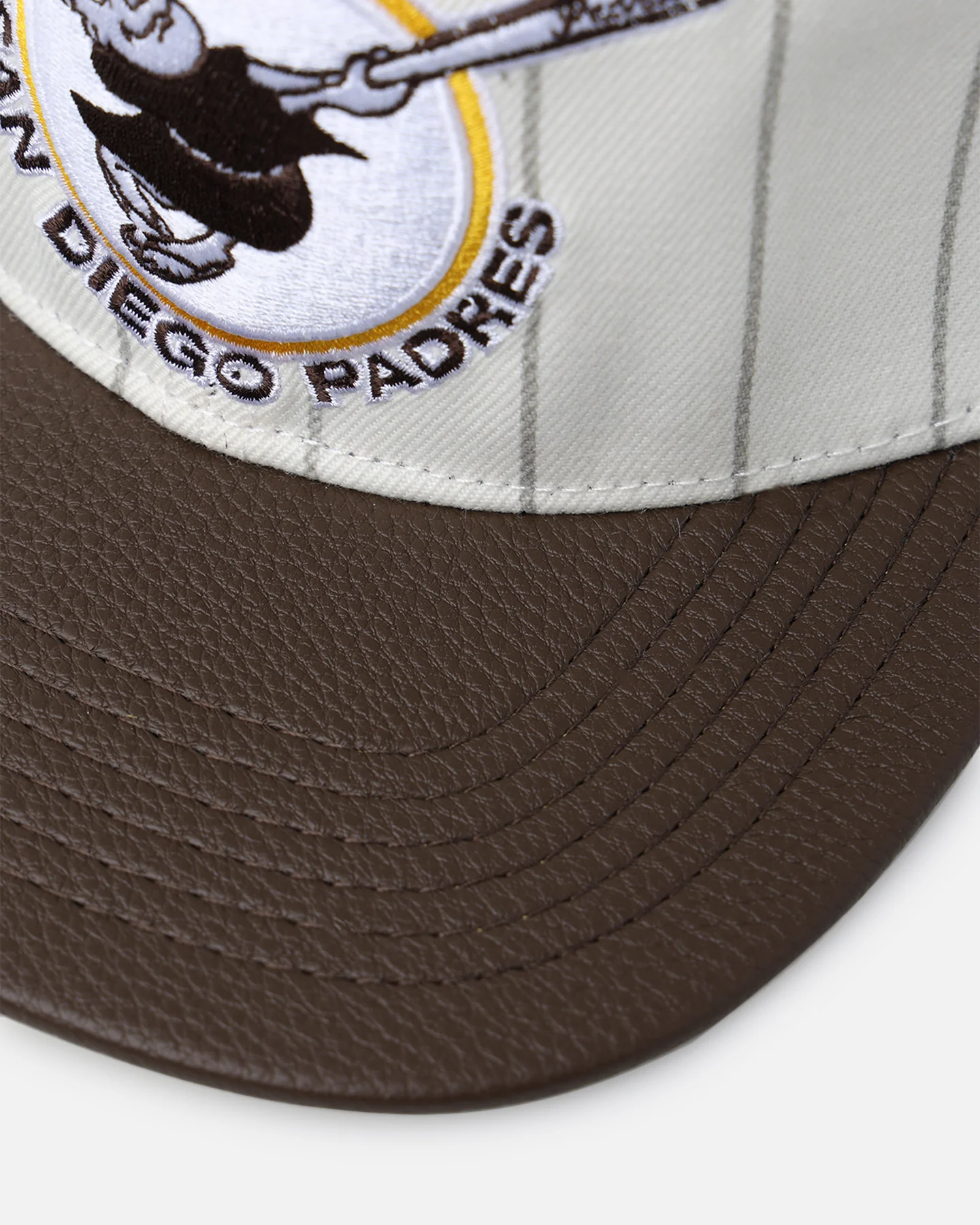 Pro Standard San Diego Padres Pinstripe Classic Logo Wool Strapback Eggshell/Yellow - Image 2