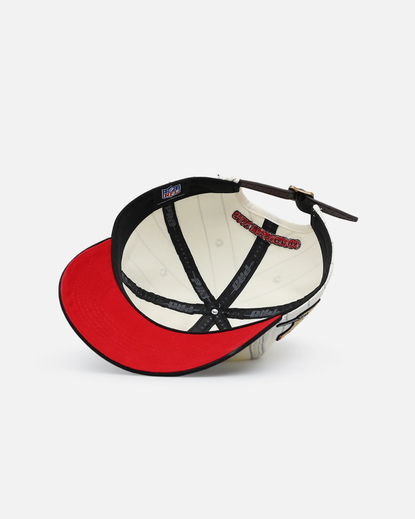 Pro Standard San Francisco 49ers Pinstripe Classic Dad Hat Strapback Eggshell/Yellow - Image 6