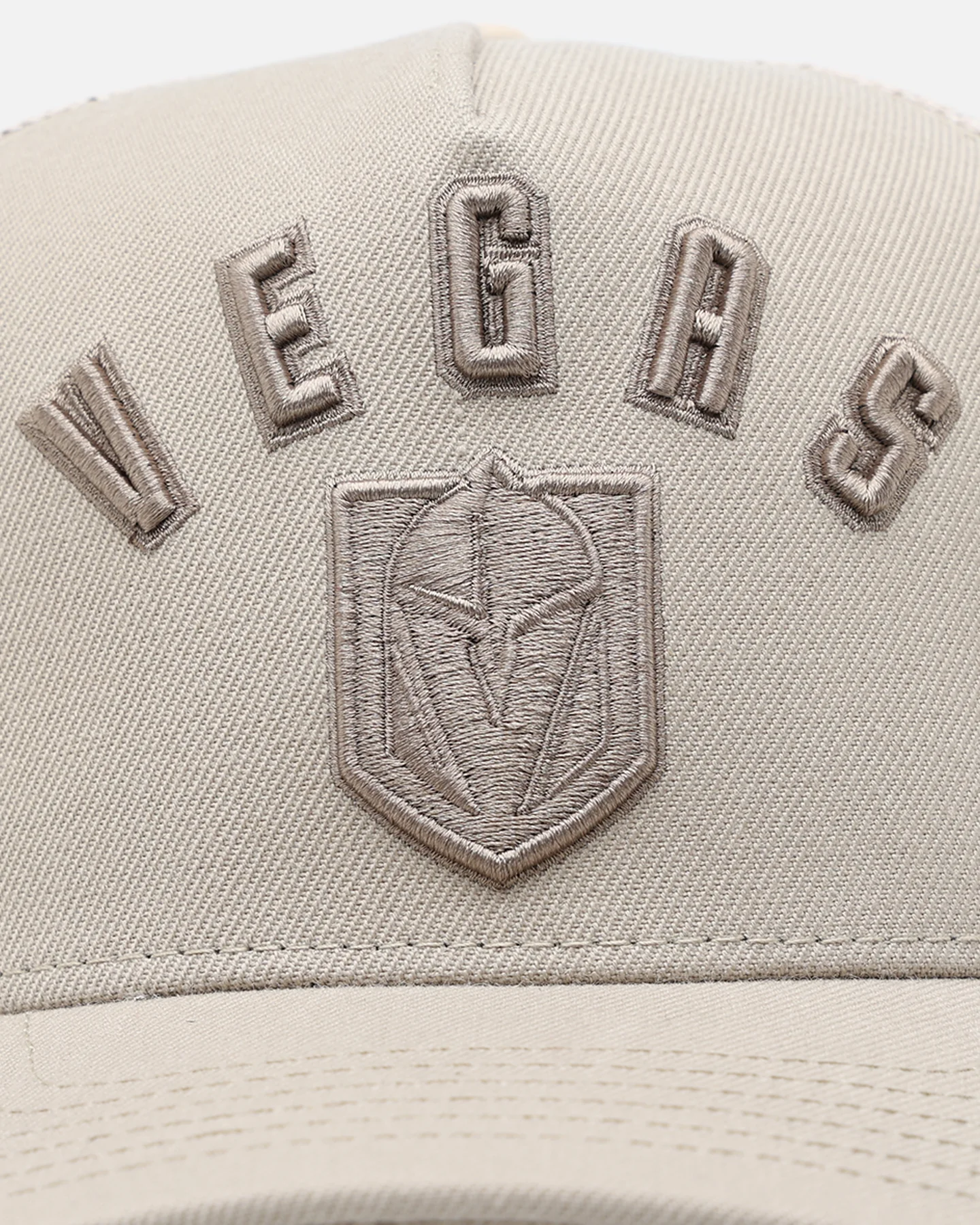 Pro Standard Vegas Golden Knights Pinch Front Trucker Snapback Taupe - Image 5