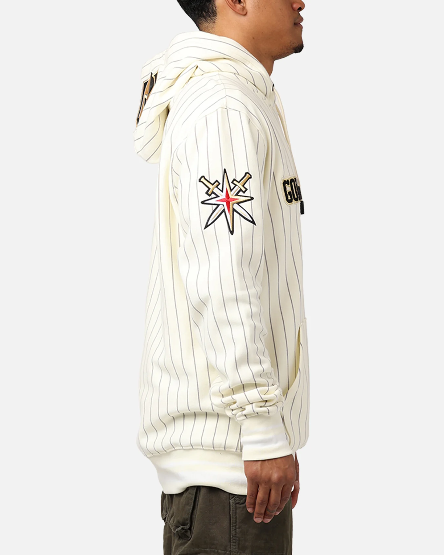 Pro Standard Vegas Golden Knights Pinstripe Hoodie Eggshell/Yellow - Image 4