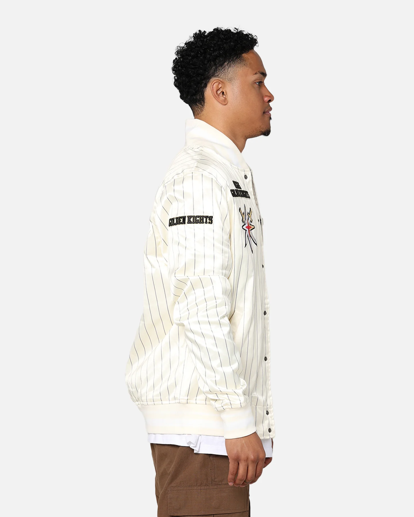 Pro Standard Vegas Golden Knights Pinstripe Jacket Eggshell/Yellow - Image 6