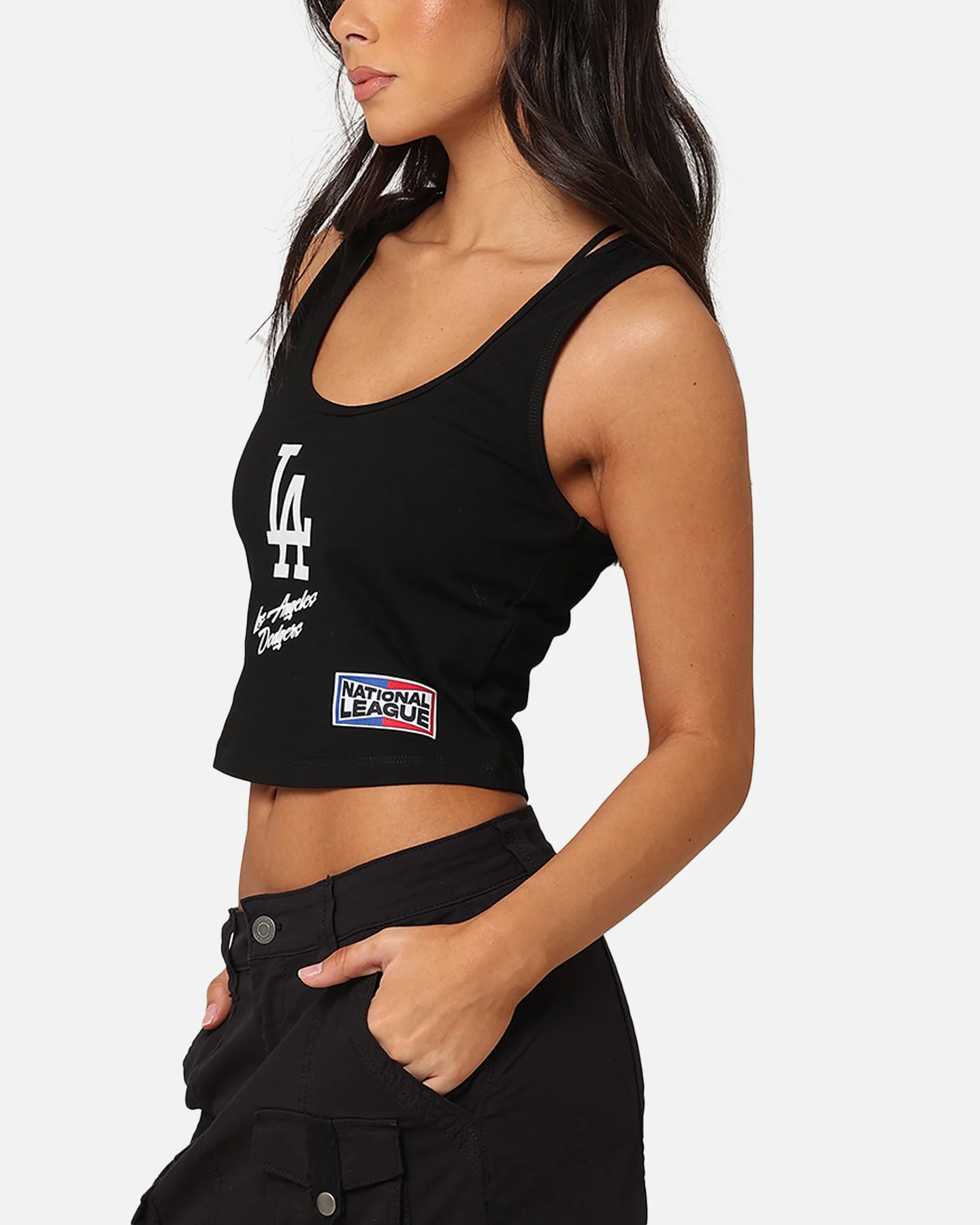 Pro Standard Women's Los Angeles Dodgers Fitted Racerback Top Black - Image 6