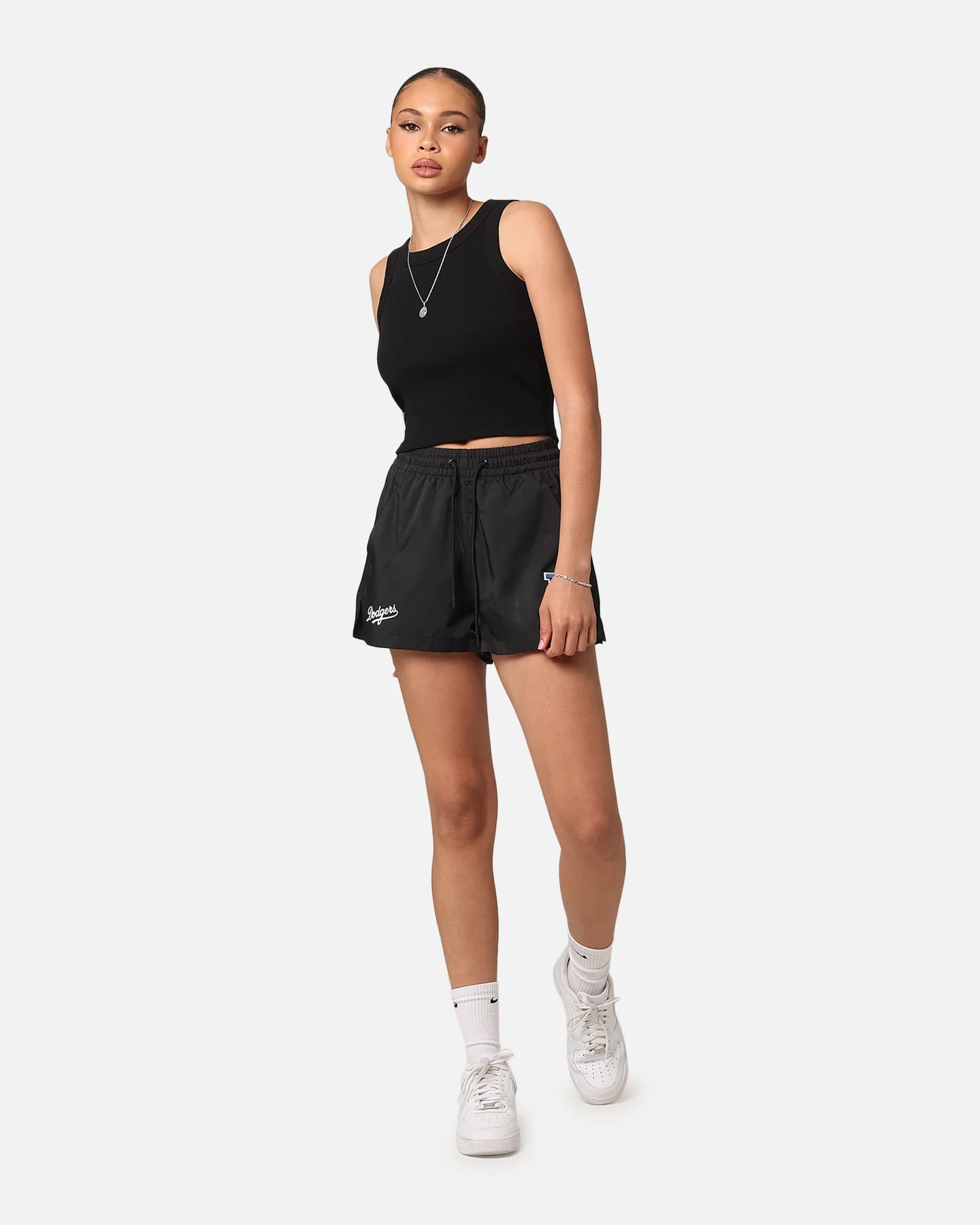 Pro Standard Women's Los Angeles Dodgers Woven Shorts Black - Image 2