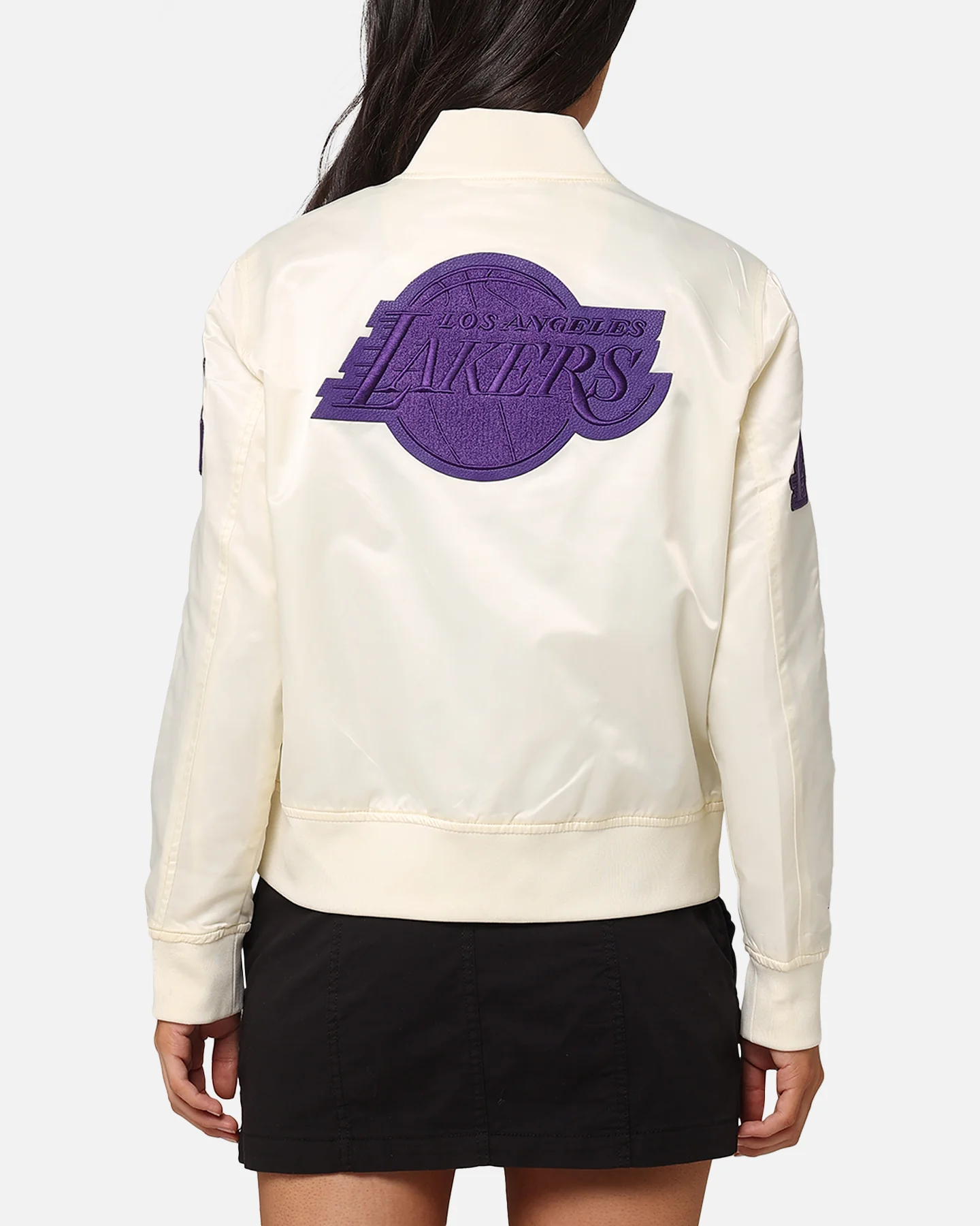 Pro Standard Women's Los Angeles Lakers Triple Tonal Satin Jacket Eggshell - Image 2