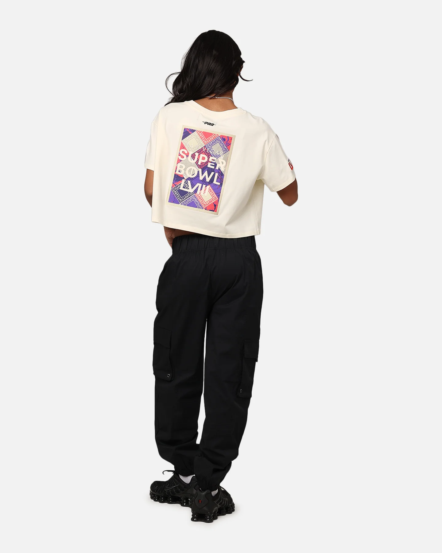 Pro Standard Women's NFL Las Vegas Super Bowl LVIII Croppec Boxy T-Shirt Eggshell - Image 3
