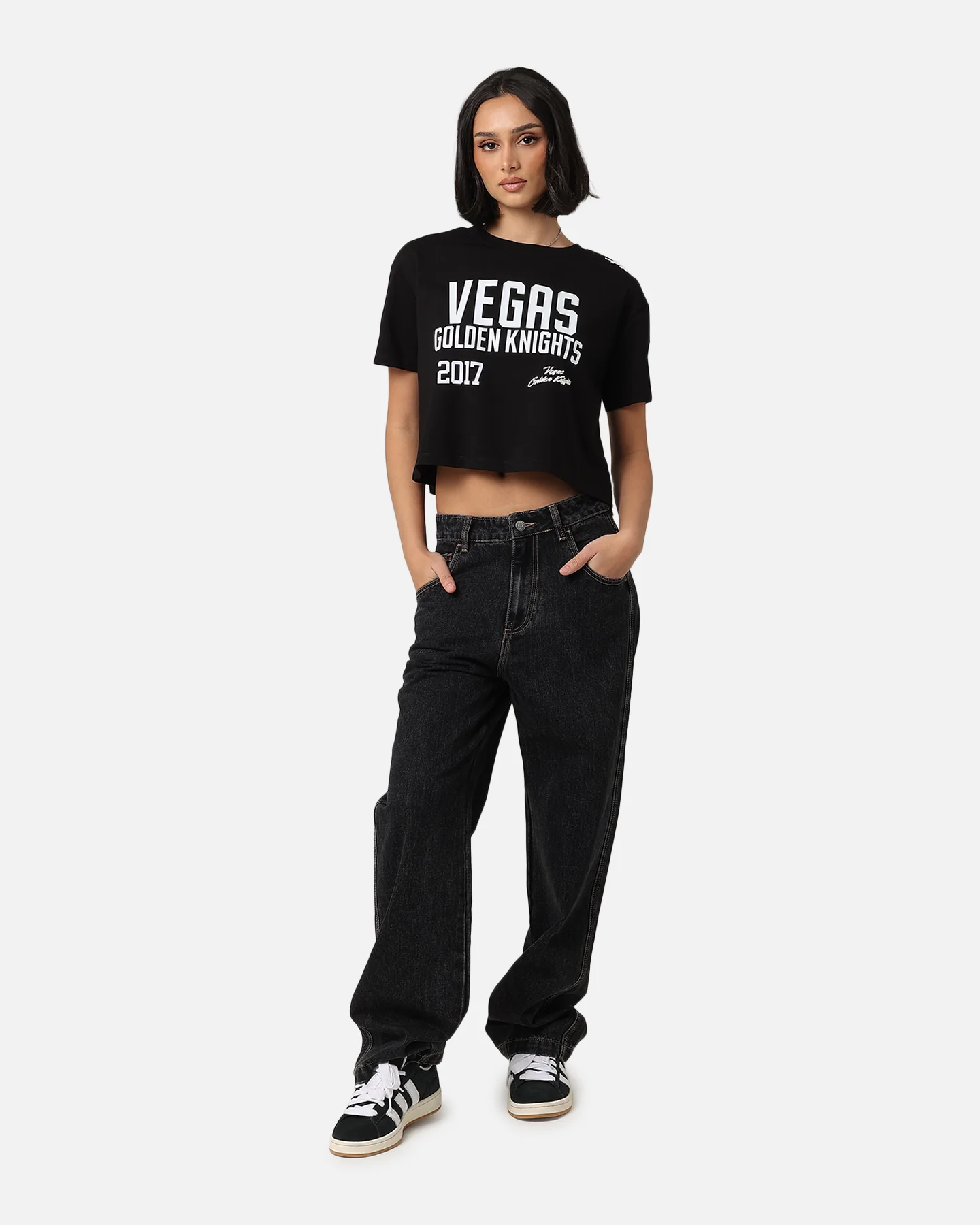 Pro Standard Women's Vegas Golden Knights Boxy Cropped T-Shirt Black - Image 3