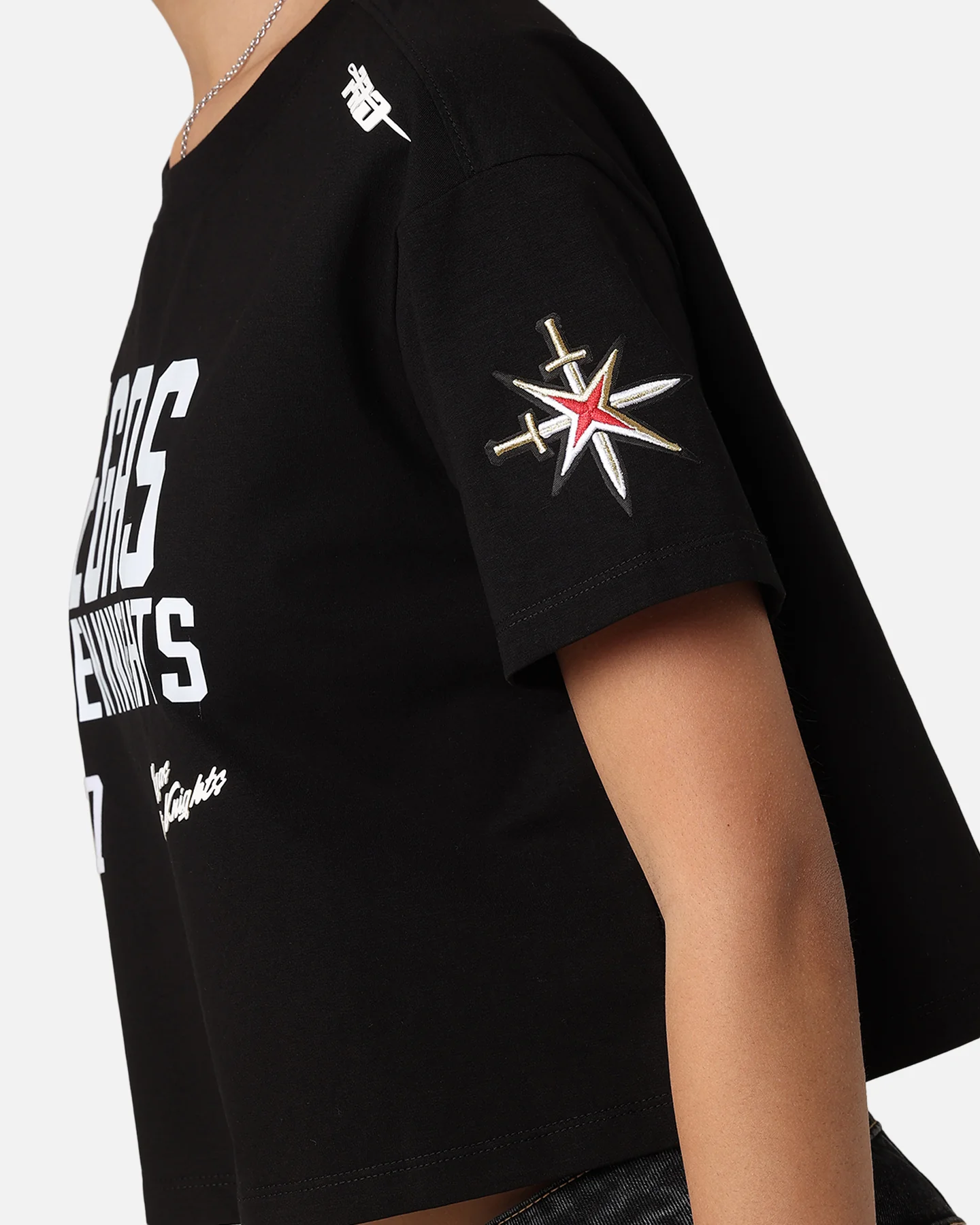Pro Standard Women's Vegas Golden Knights Boxy Cropped T-Shirt Black - Image 8