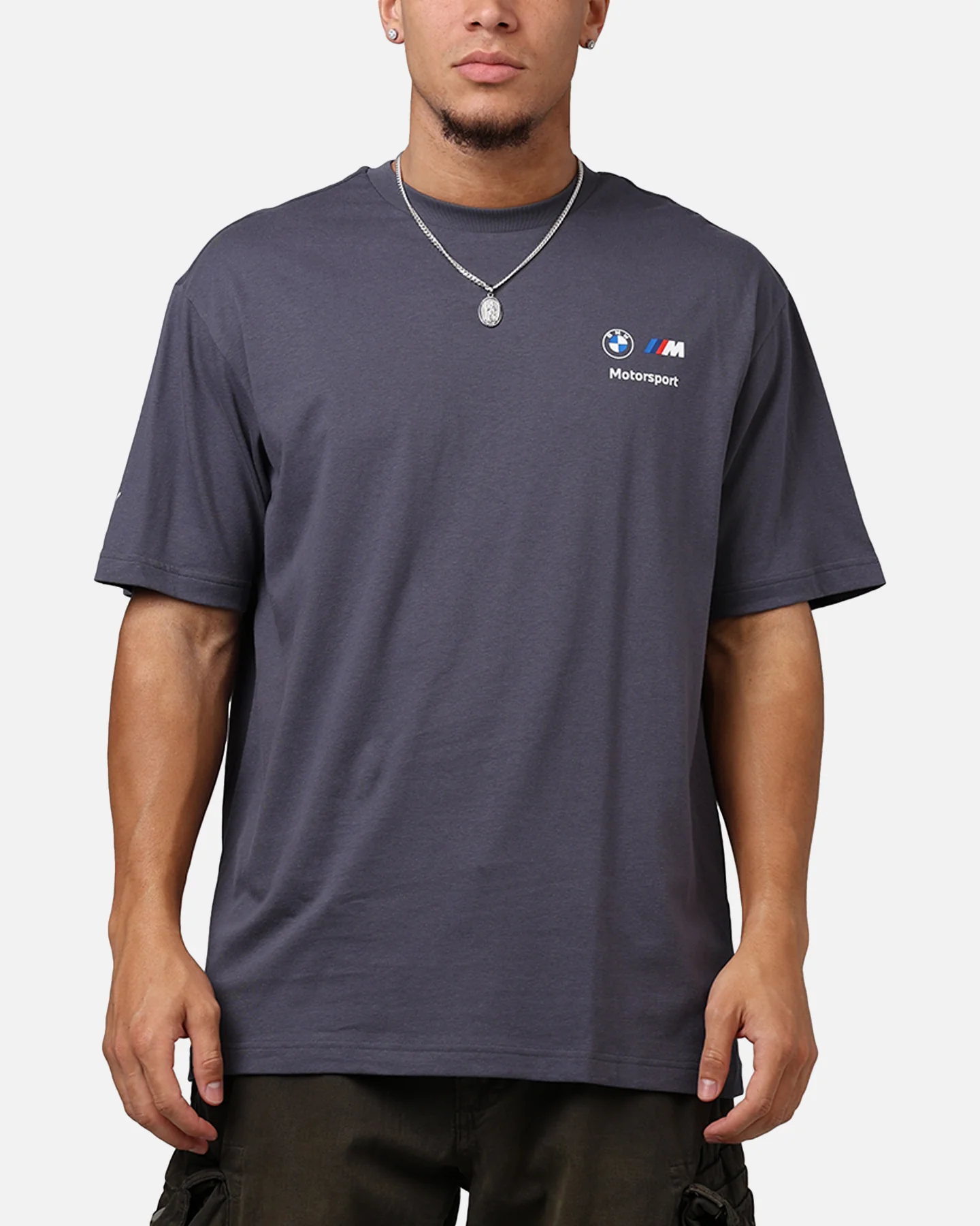 Puma X BMW MMS Stacked Logo T-Shirt Grey - Image 2