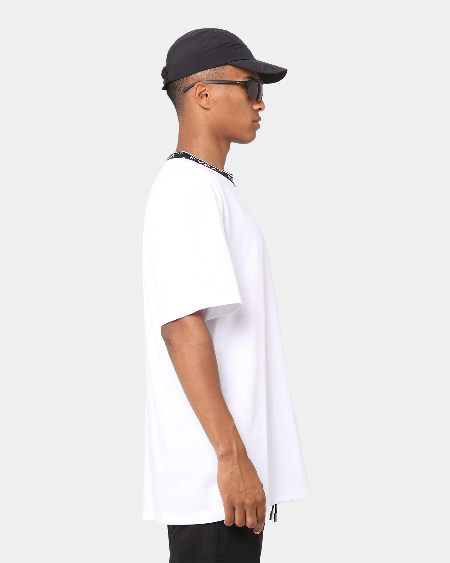 PYRA Jacquard Neck T-Shirt White/Black - Image 5