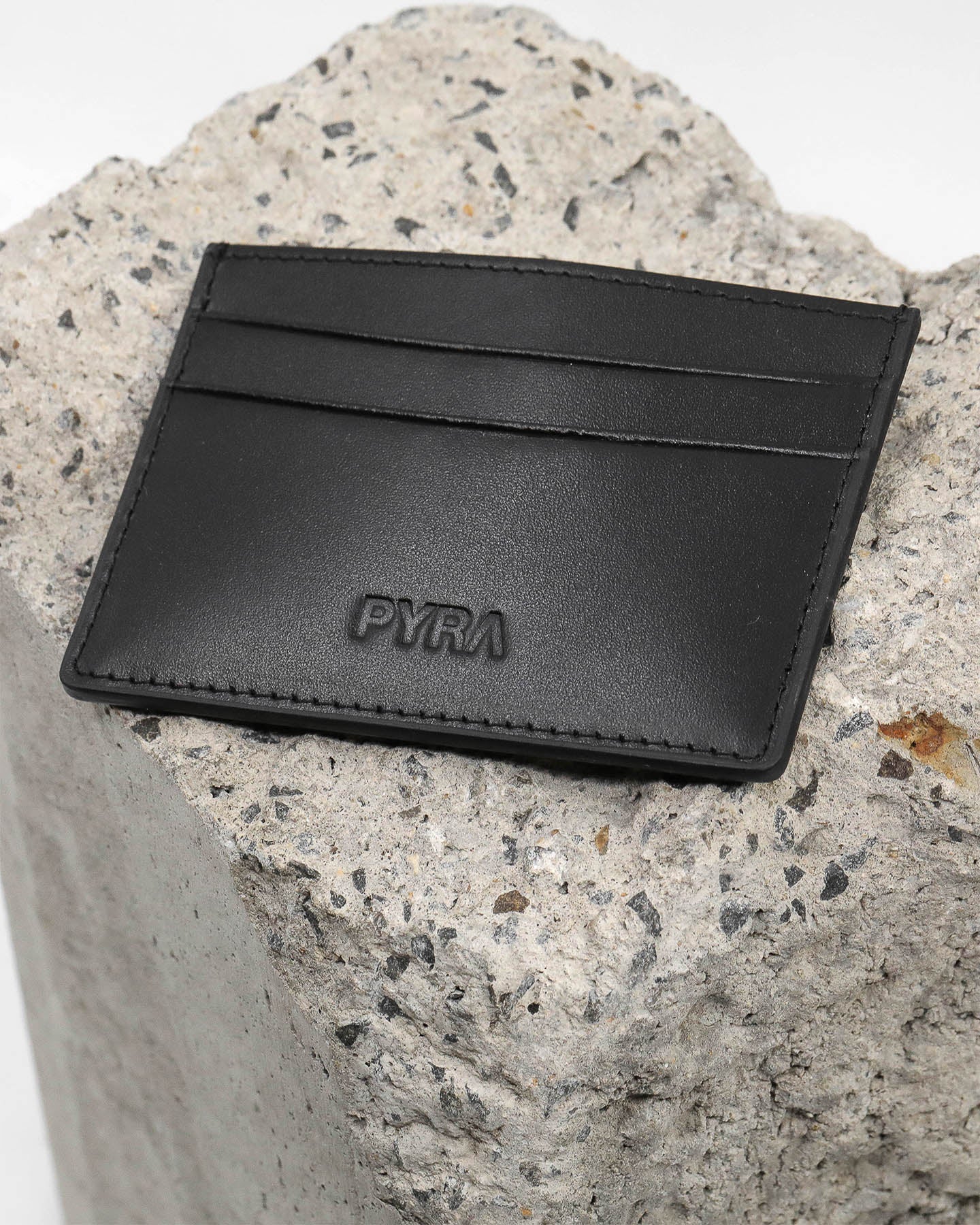PYRA Men's Leather Card Wallet Black Leather - Image 2