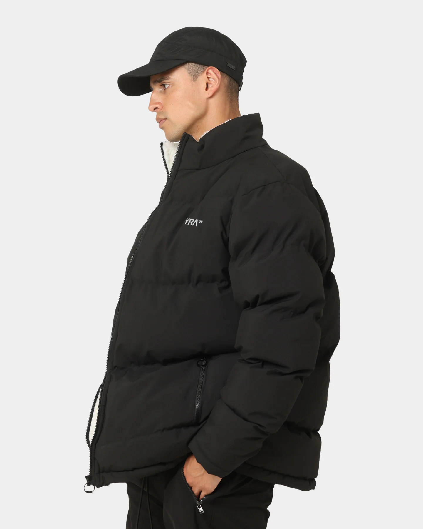 PYRA Sherpa Puffa Jacket Black/White - Image 7