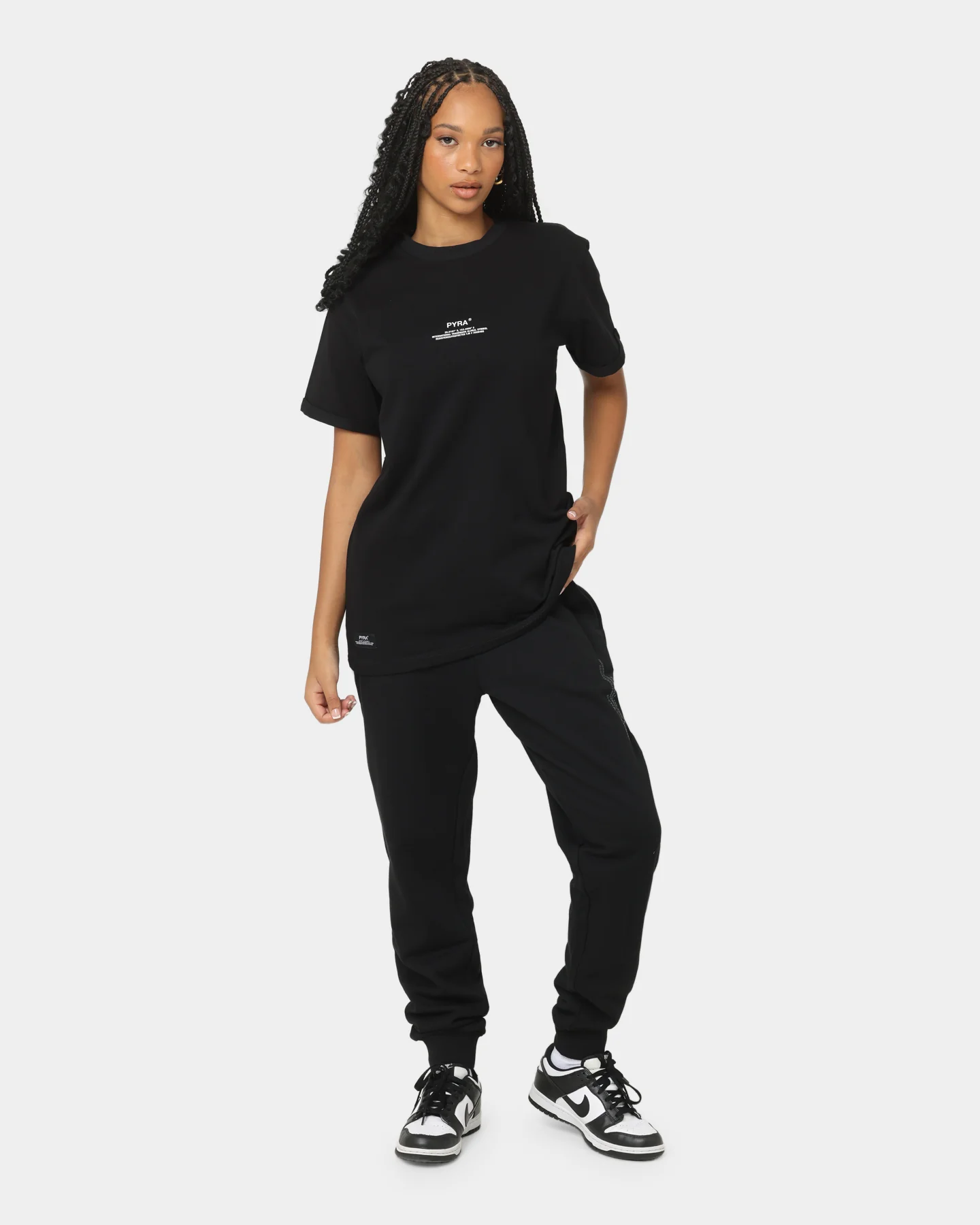 PYRA Women's Stacked Rolled T-Shirt Black - Image 2