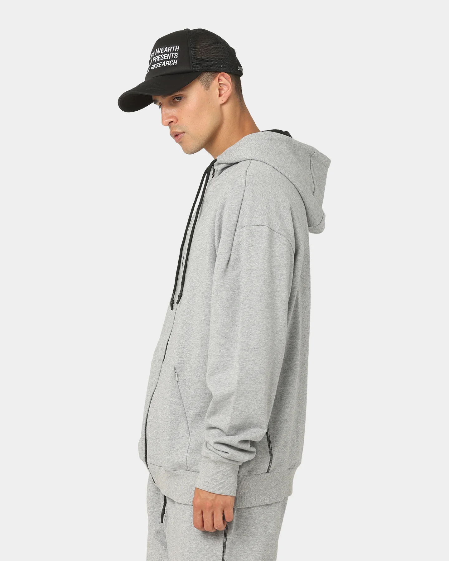 PYRA Zip Through Hoodie Grey Marle - Image 6