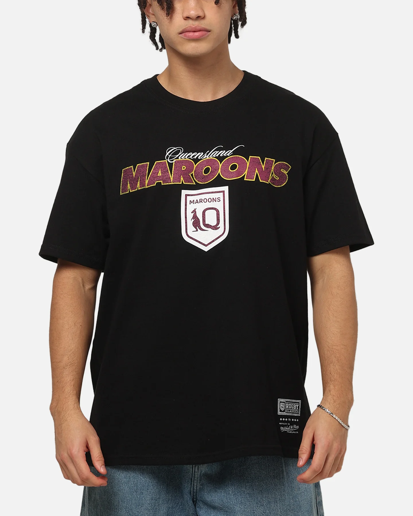 Mitchell & Ness Queensland Maroons 27 X Series Vintage T-Shirt Black