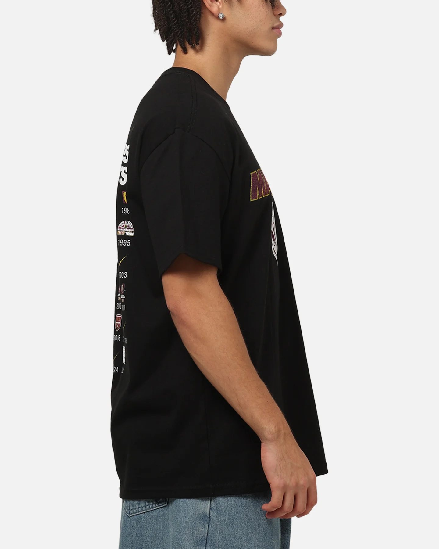 Mitchell & Ness Queensland Maroons 27 X Series Vintage T-Shirt Black - Image 5