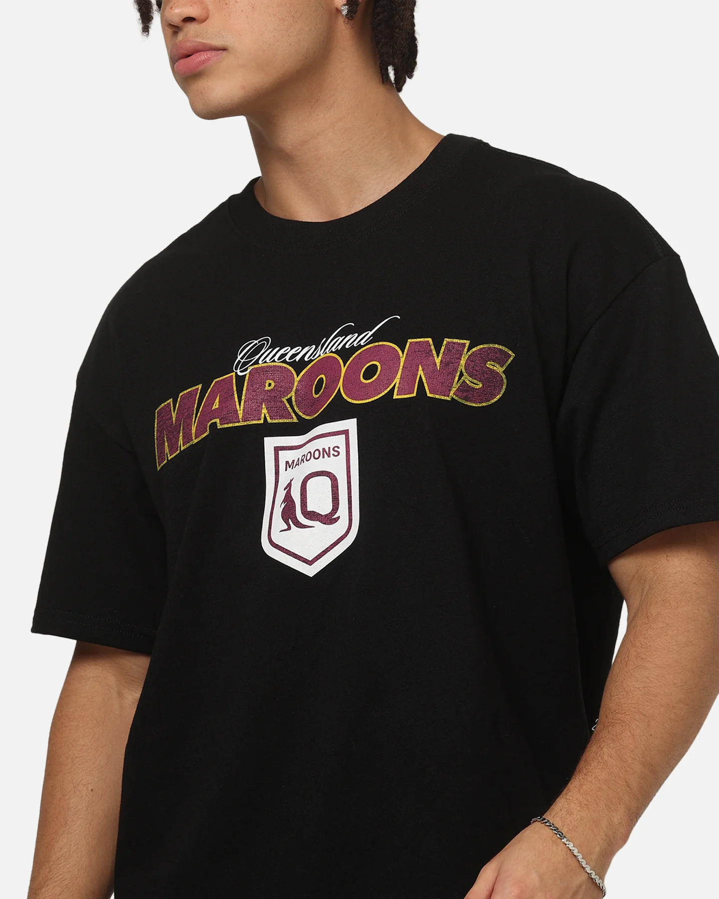 Mitchell & Ness Queensland Maroons 27 X Series Vintage T-Shirt Black - Image 8