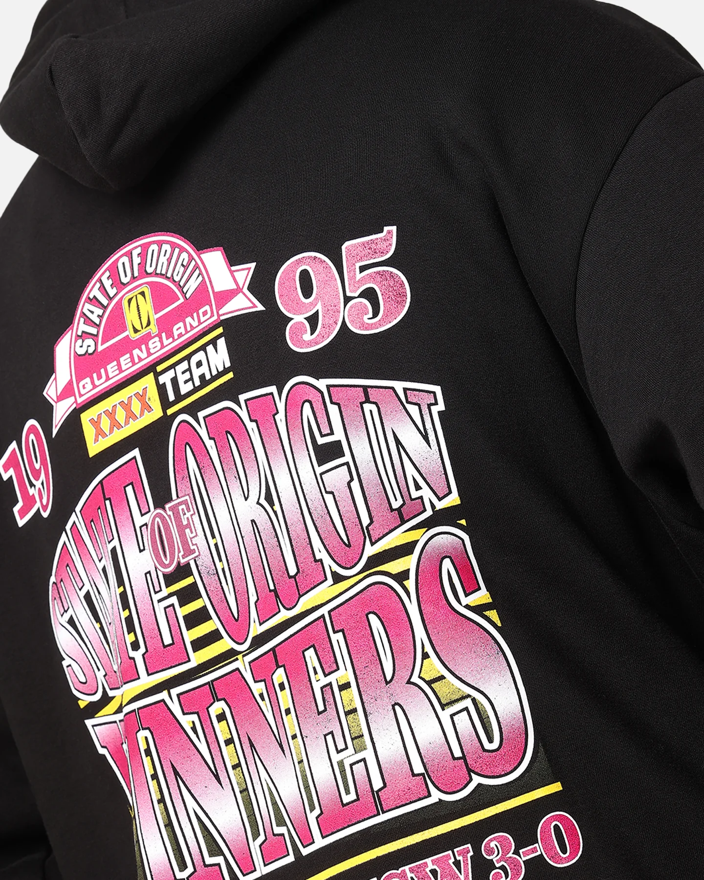 Queensland Ruby League State Of Origin 1995 Winners Hoodie Faded Black - Image 7