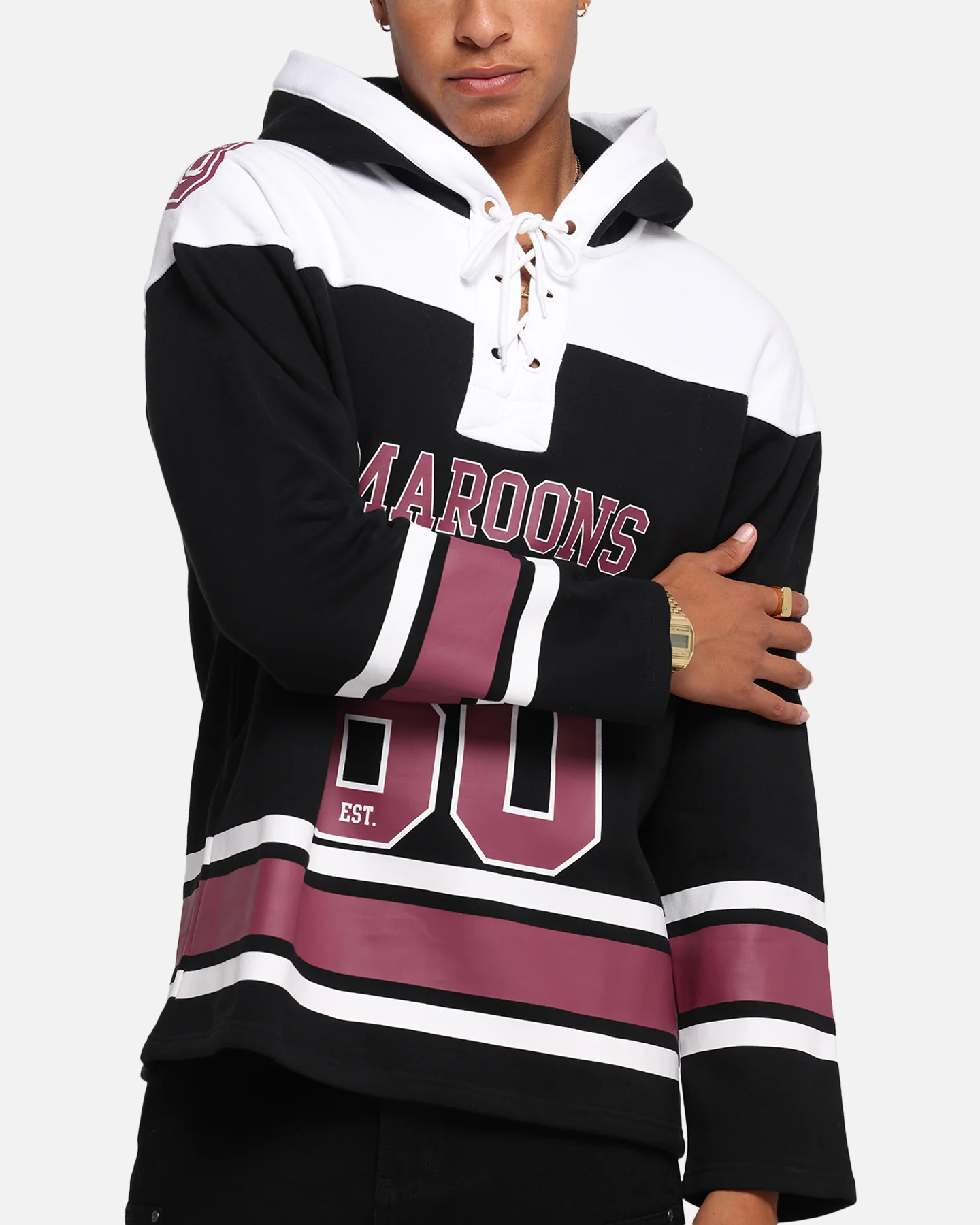 Queensland Rugby League Queensland Maroons Panel Hoodie Black - Image 6