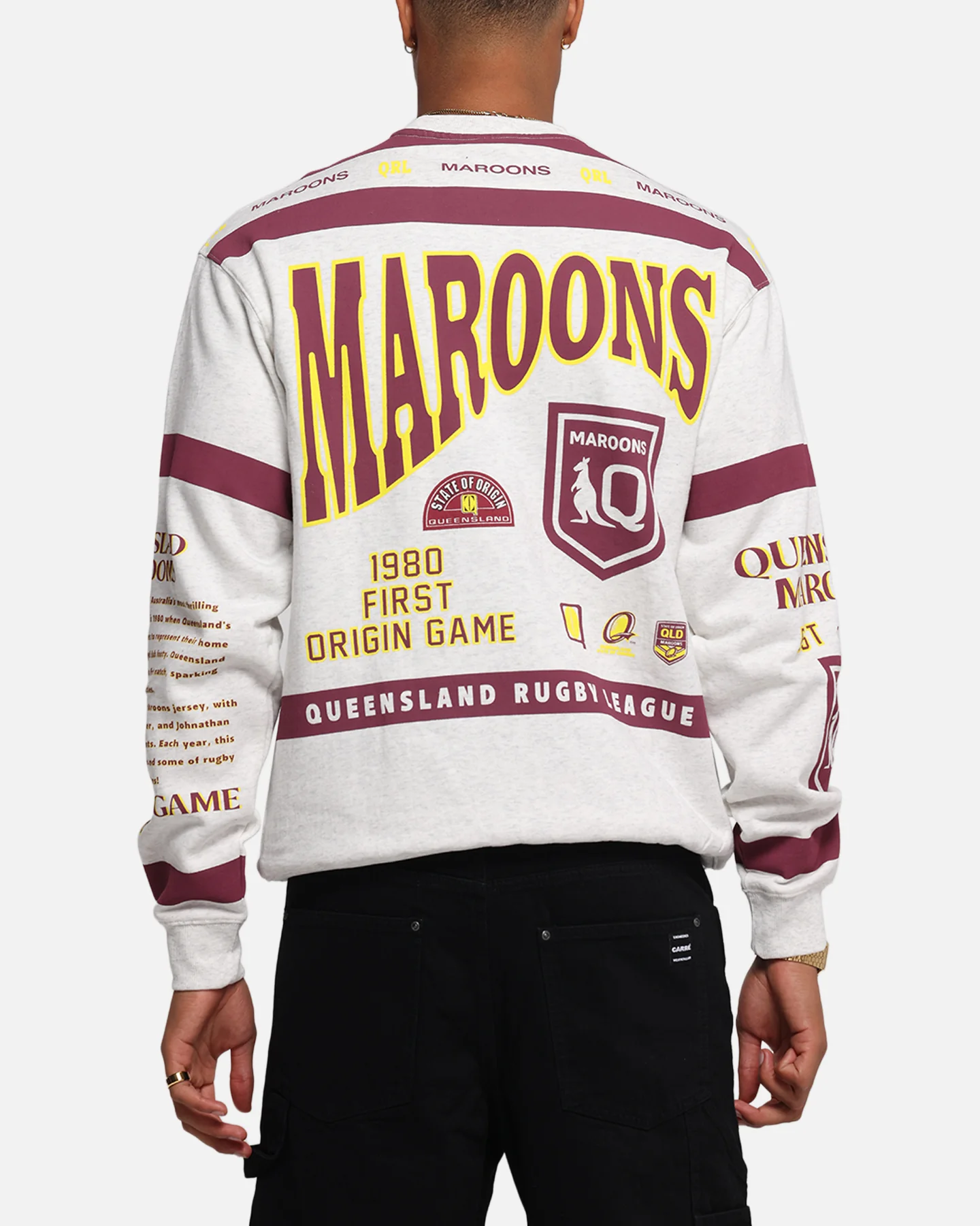 Queensland Rugby League Queensland Maroons Team Crewneck Silver Marle - Image 2