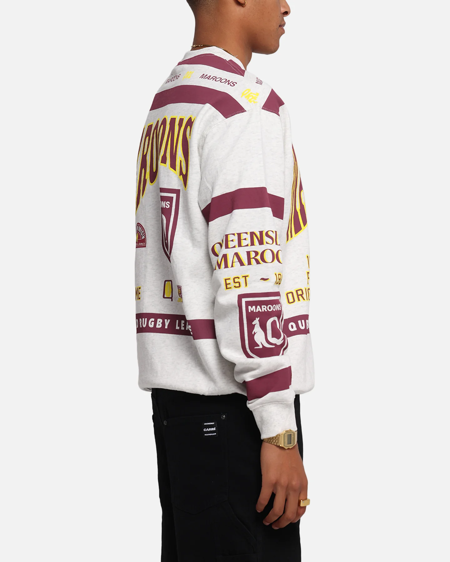 Queensland Rugby League Queensland Maroons Team Crewneck Silver Marle - Image 5