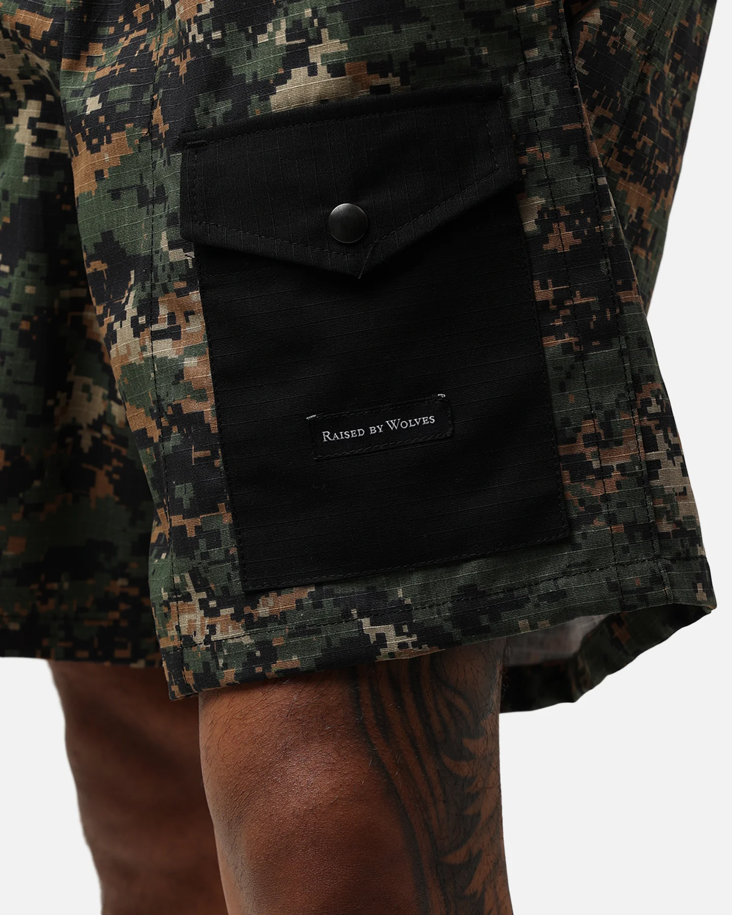 Raised By Wolves Barbarian Ripstop Camp Shorts Green Digi Camo - Image 8