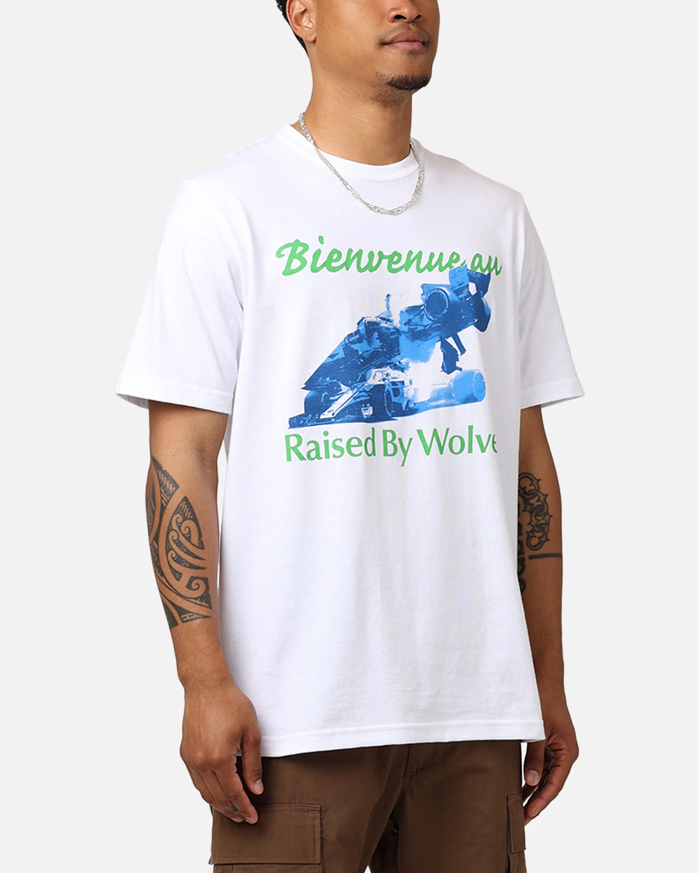 Raised By Wolves Welcome T-Shirt White - Image 6