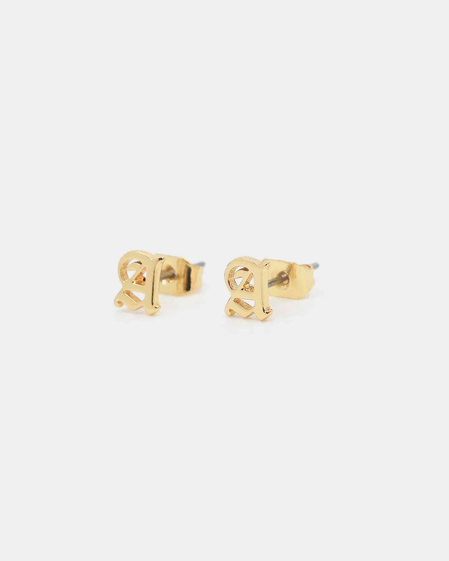 Raising Hell Women's Gothic Alphabet Stud Earrings Gold - Image 2